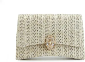 2025 Women's Straw Clutch Purse,Summer Beach Wedding Party Bag,Rattan Woven Vacation Evening Handbag with Chain