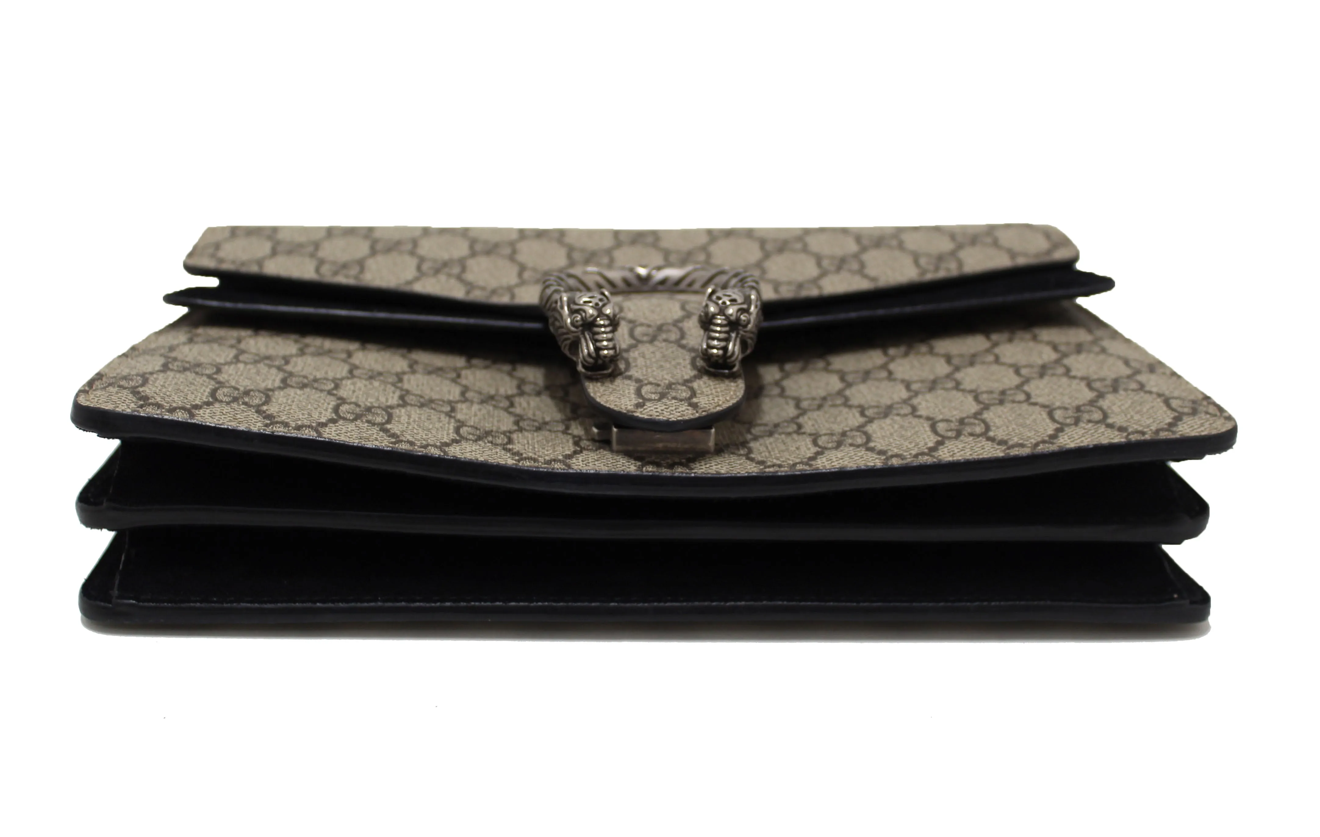 Authentic Gucci GG Supreme with Black Suede Dionysus Small Shoulder Bag