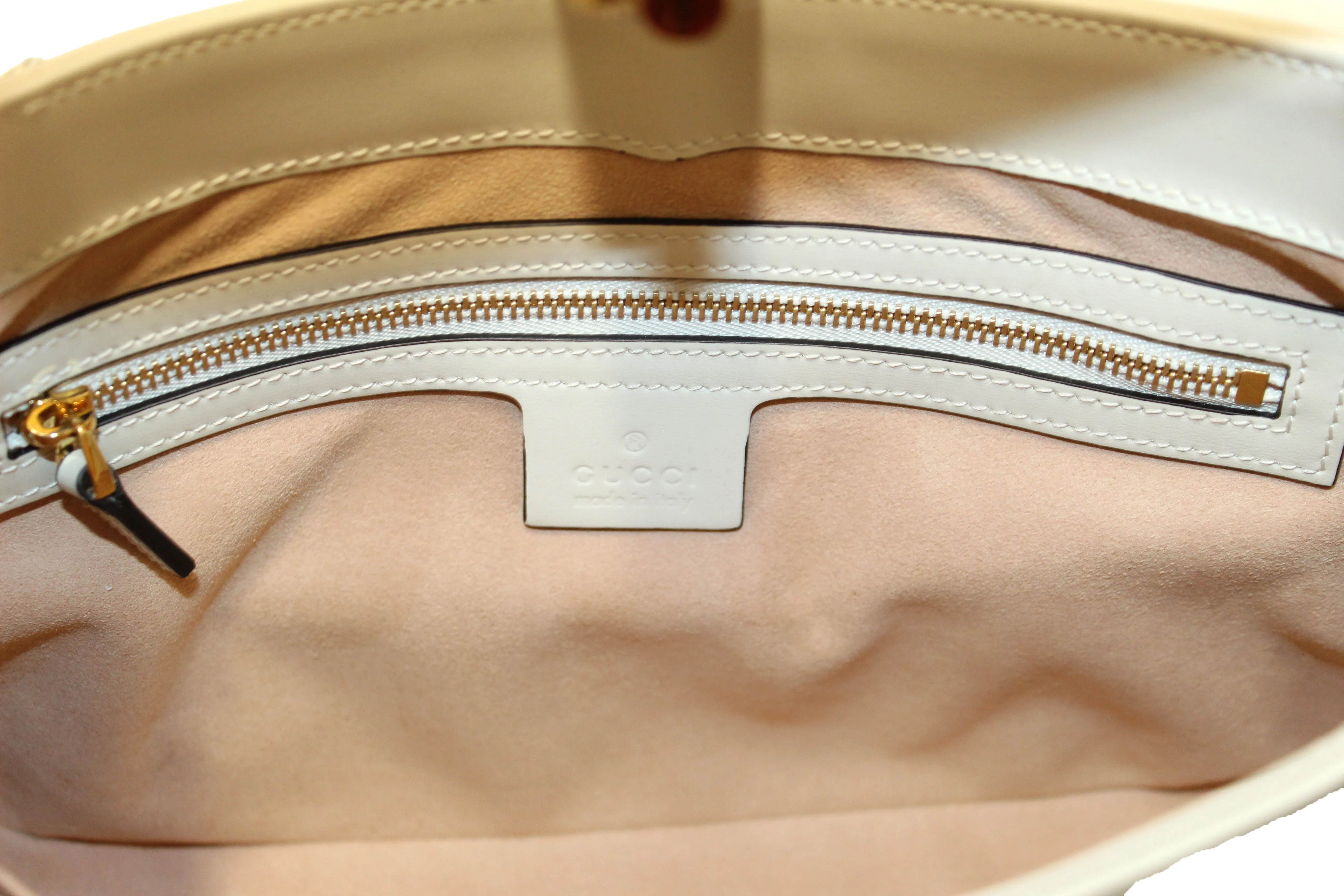 Authentic Gucci White Leather Jackie 1961 Small Hobo Shoulder Bag