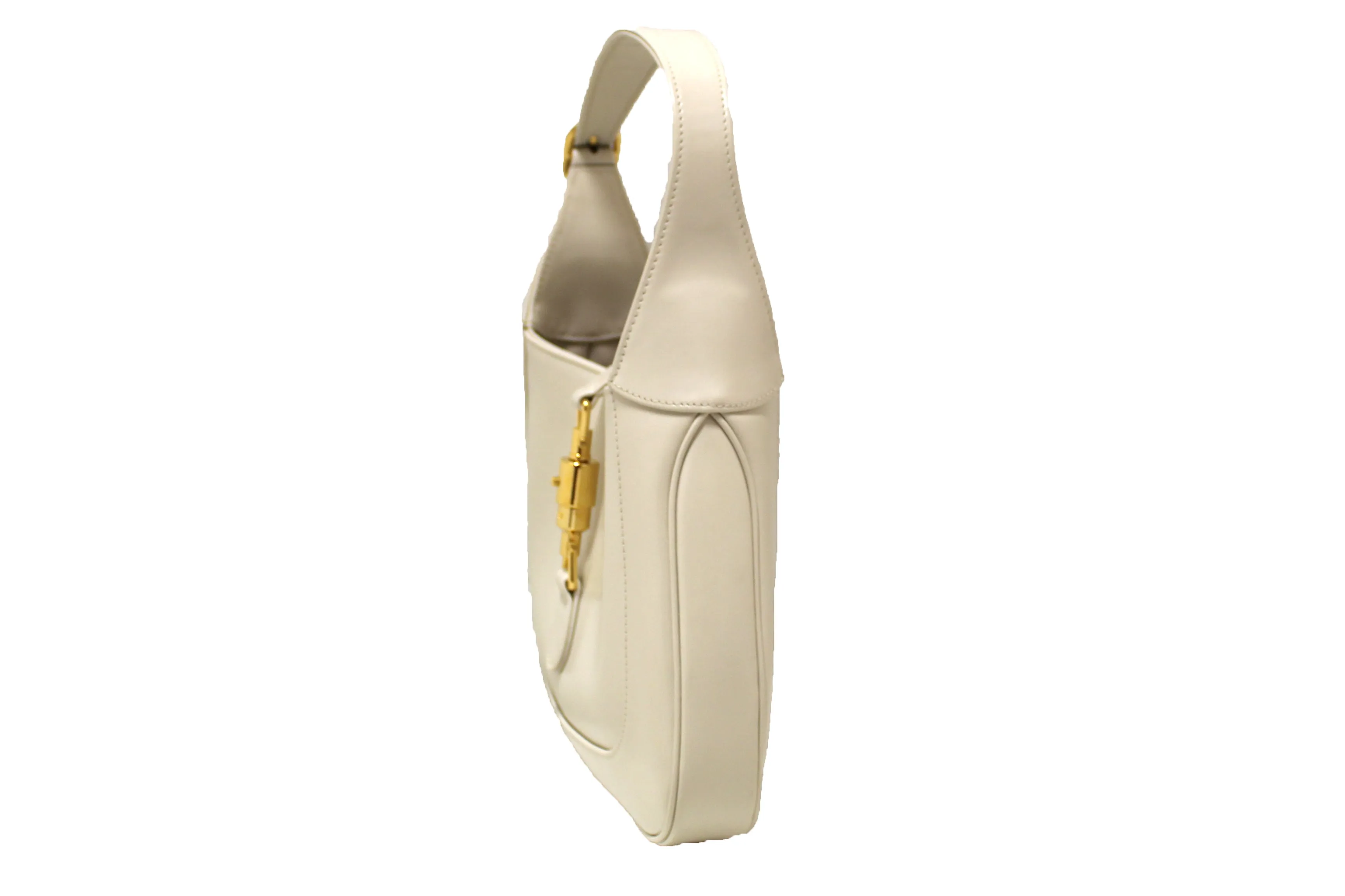 Authentic Gucci White Leather Jackie 1961 Small Hobo Shoulder Bag