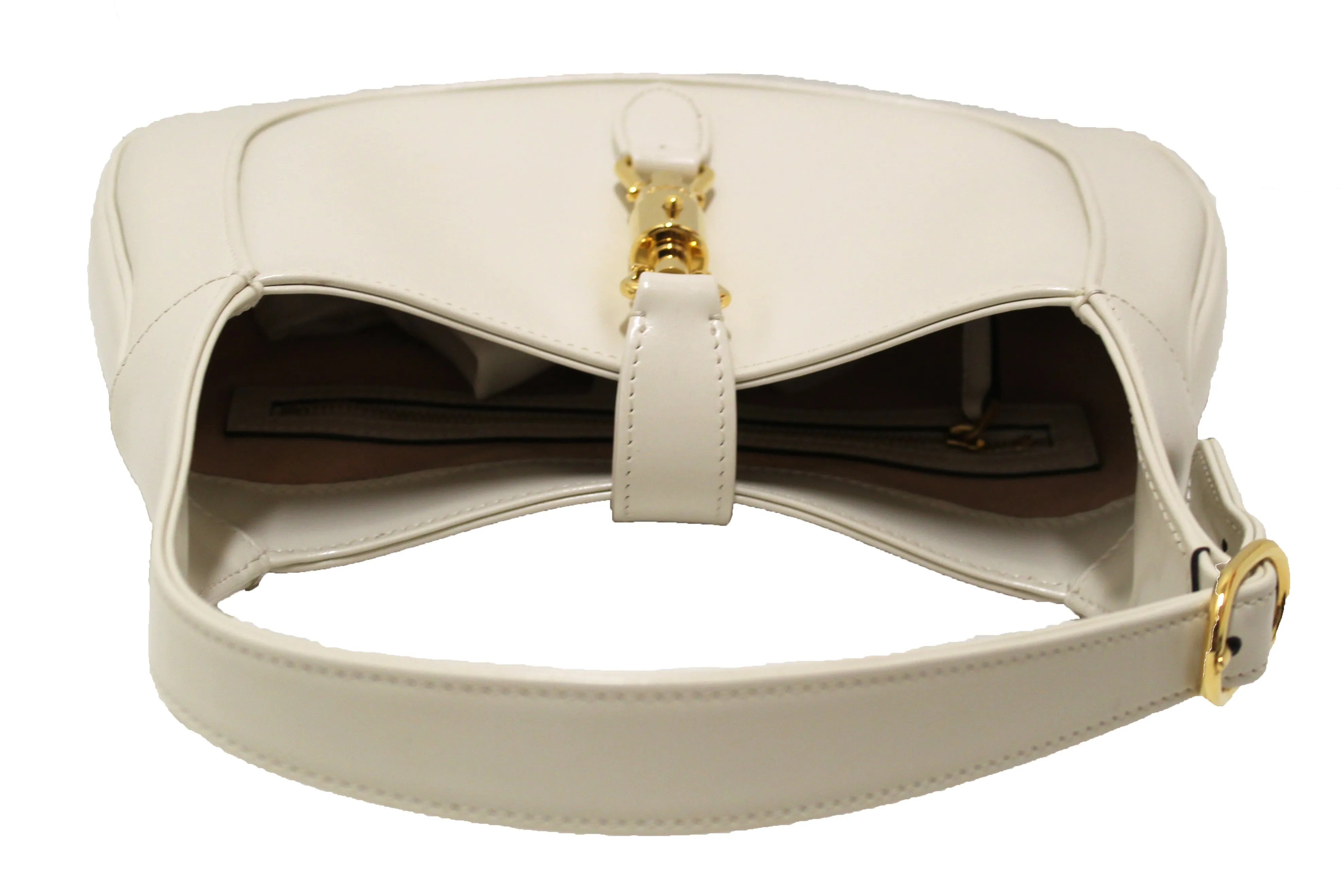 Authentic Gucci White Leather Jackie 1961 Small Hobo Shoulder Bag