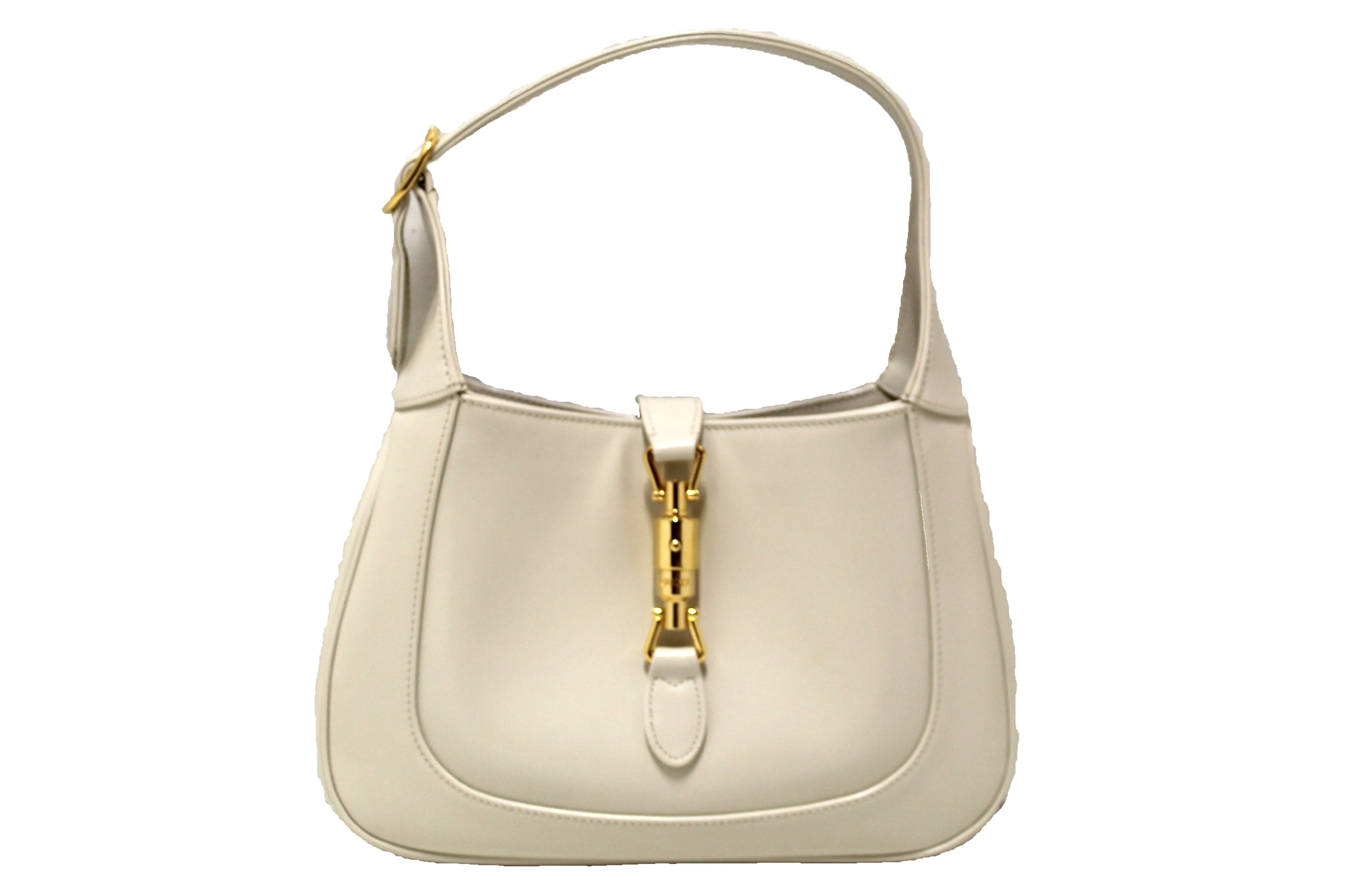 Authentic Gucci White Leather Jackie 1961 Small Hobo Shoulder Bag
