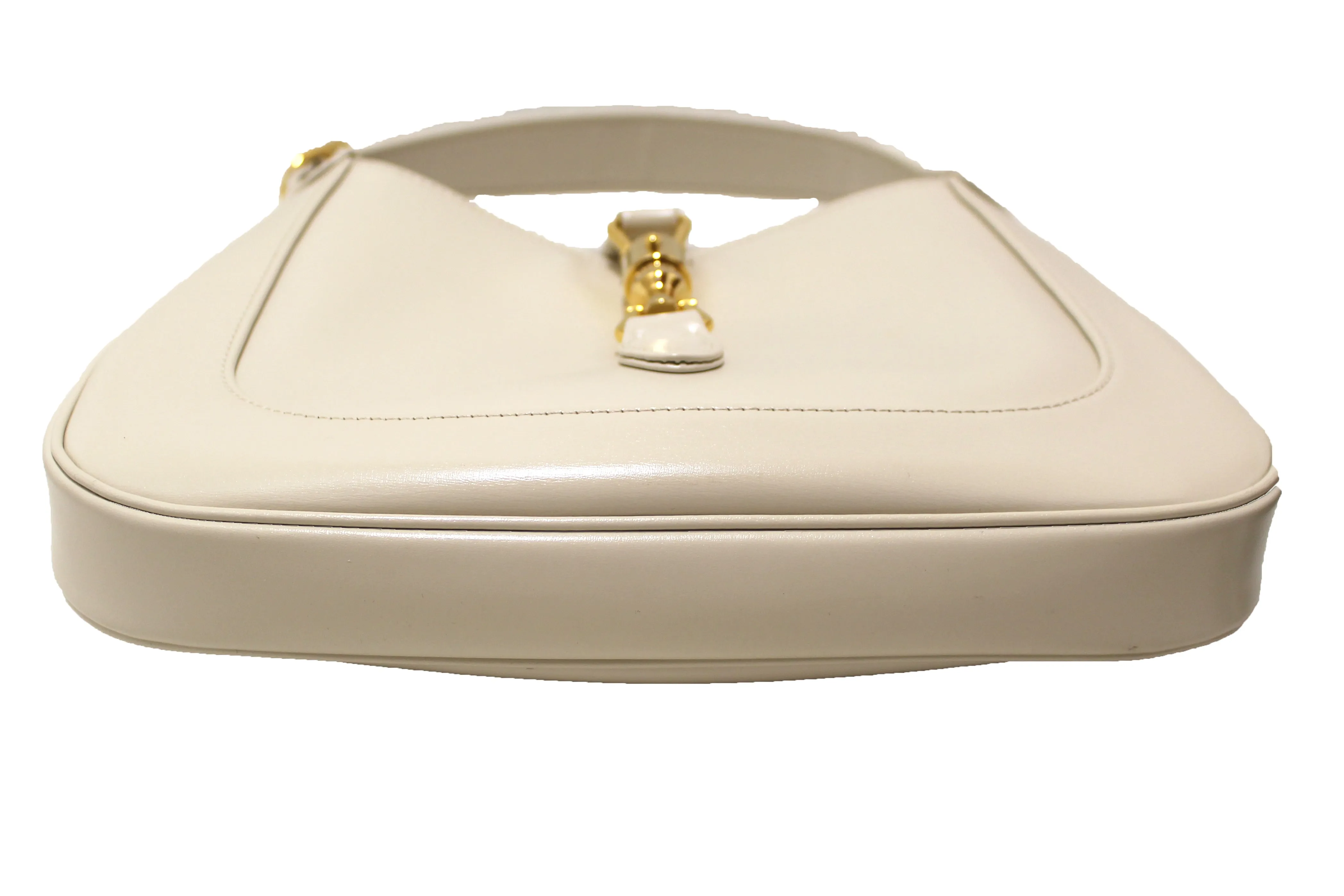 Authentic Gucci White Leather Jackie 1961 Small Hobo Shoulder Bag