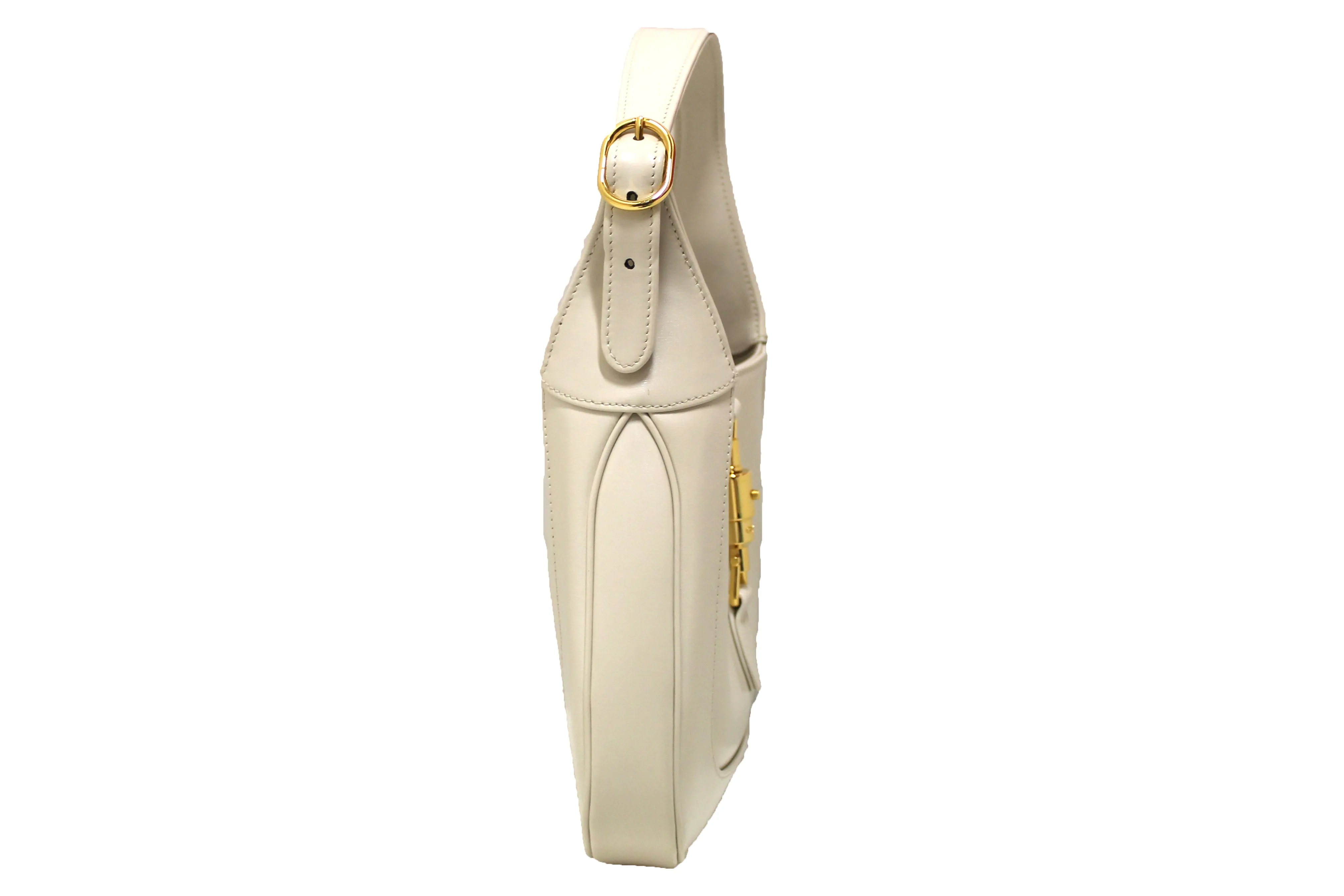 Authentic Gucci White Leather Jackie 1961 Small Hobo Shoulder Bag