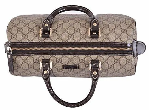 Beige Brown Gg Supreme Canvas Boston Purse Satchel