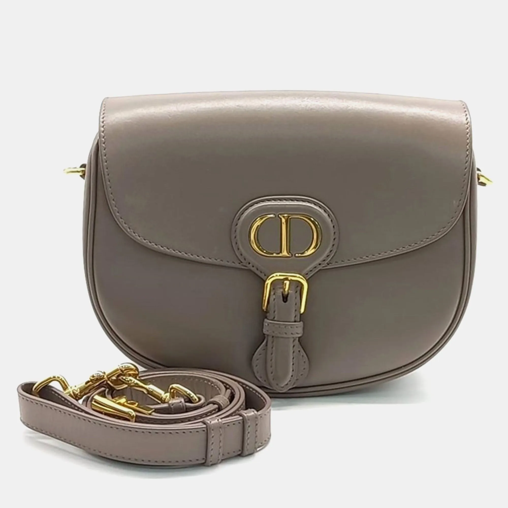 Beige Brown Leather Medium Bobby Shoulder Bag