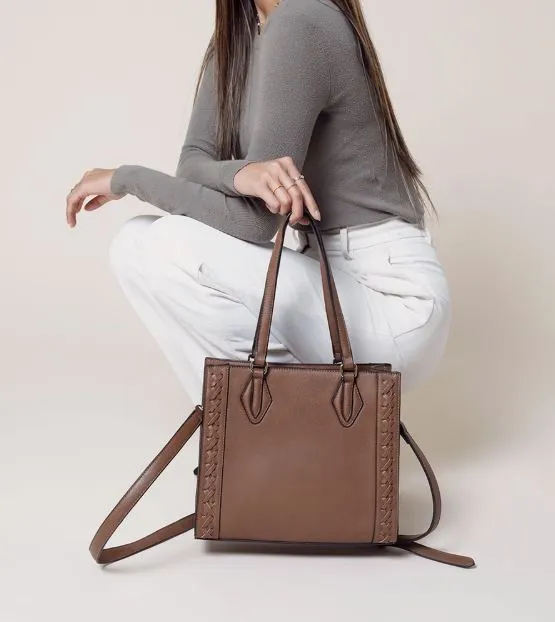 betsy braided crossbody   satchel - brown