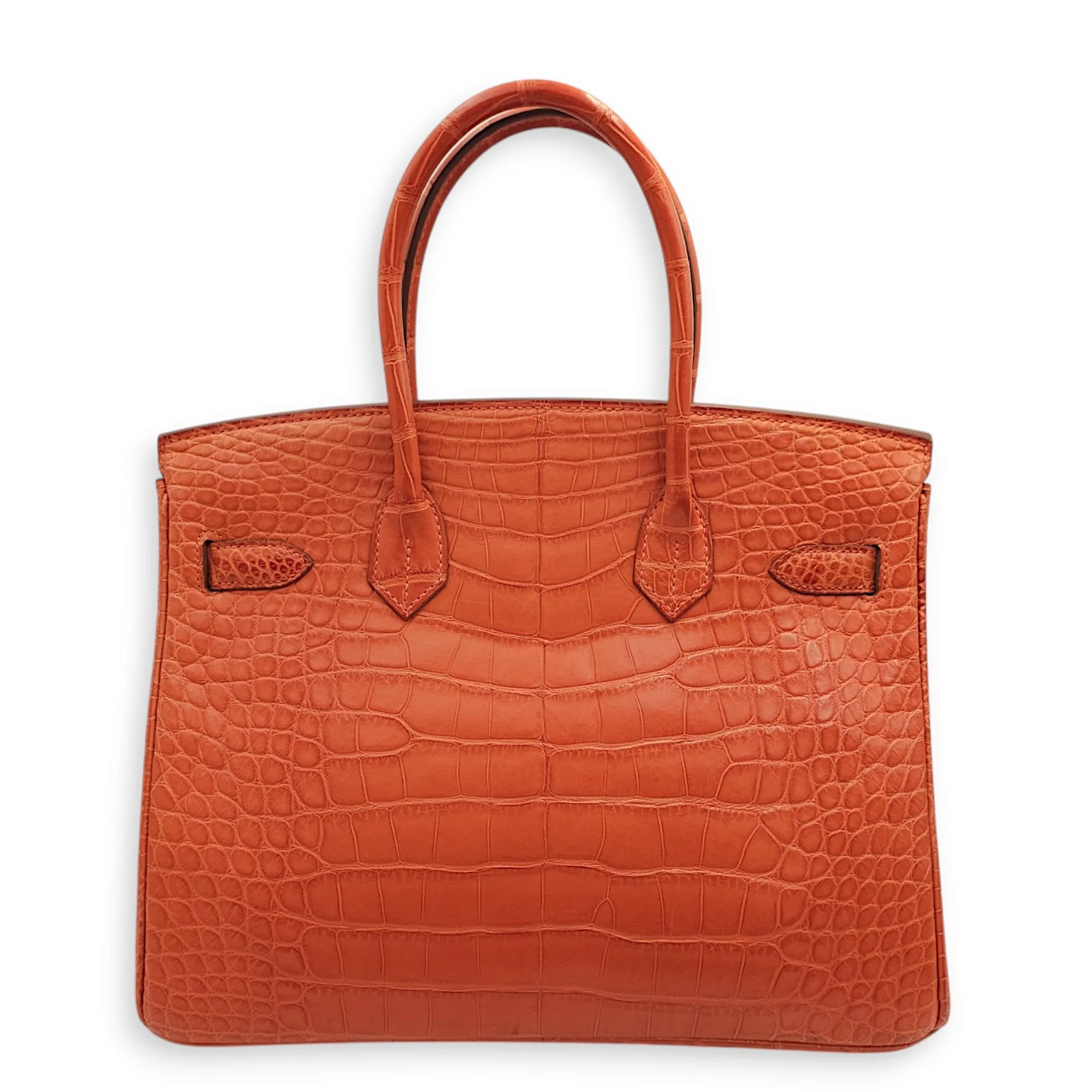 Birkin 30 Orange in Matte Alligator, Palladium hardware