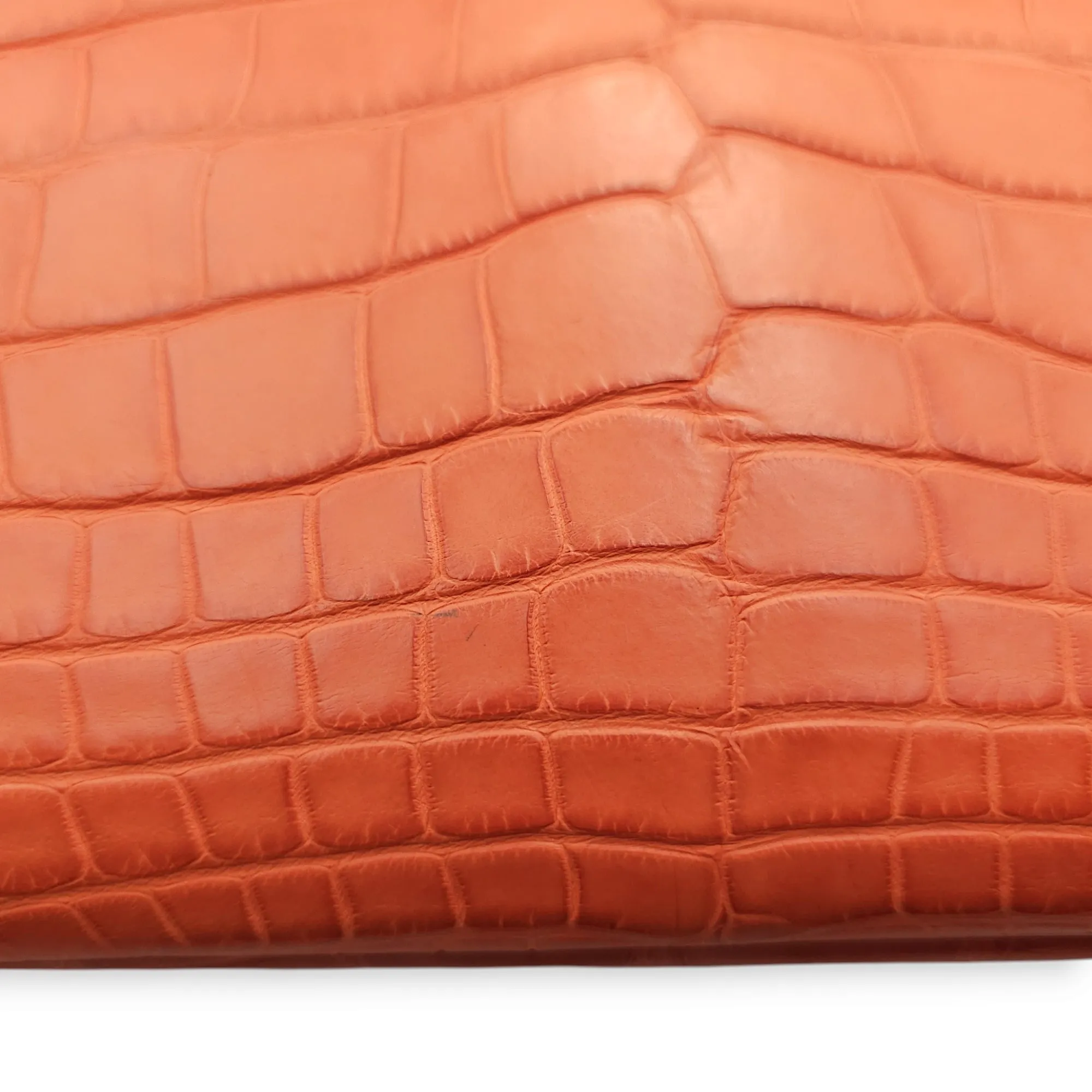 Birkin 30 Orange in Matte Alligator, Palladium hardware