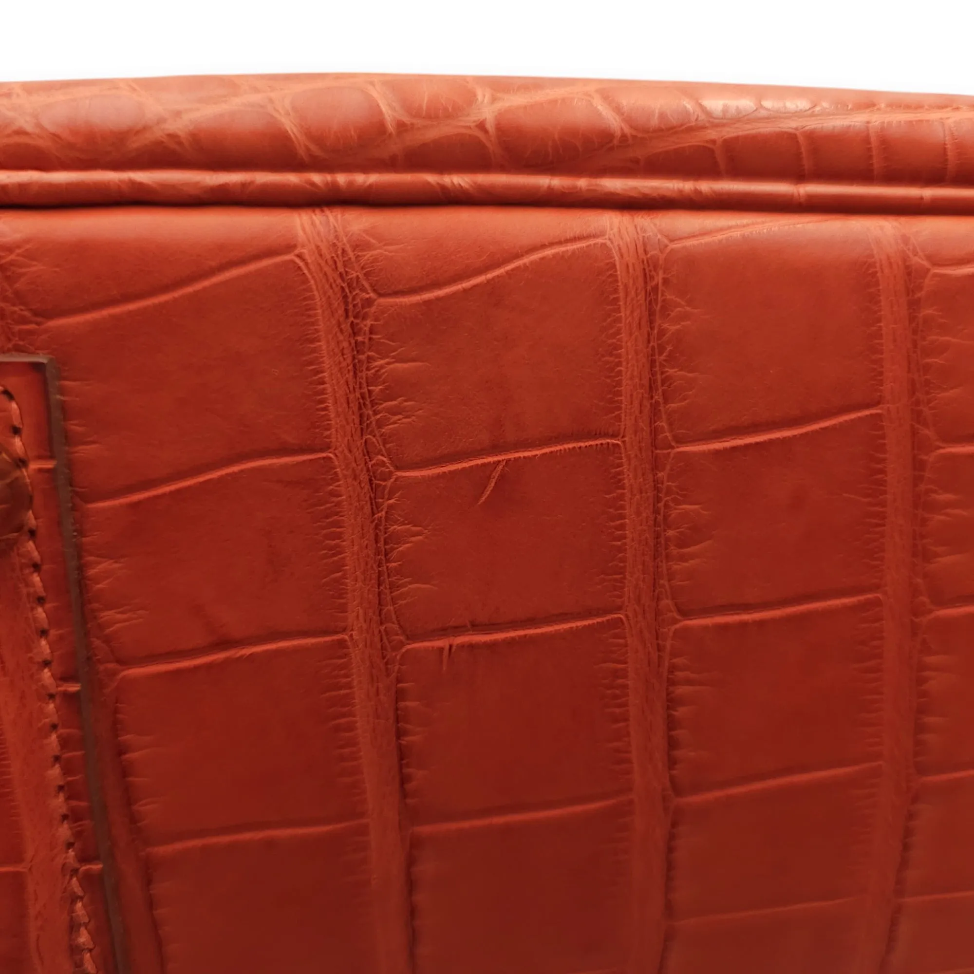 Birkin 30 Orange in Matte Alligator, Palladium hardware