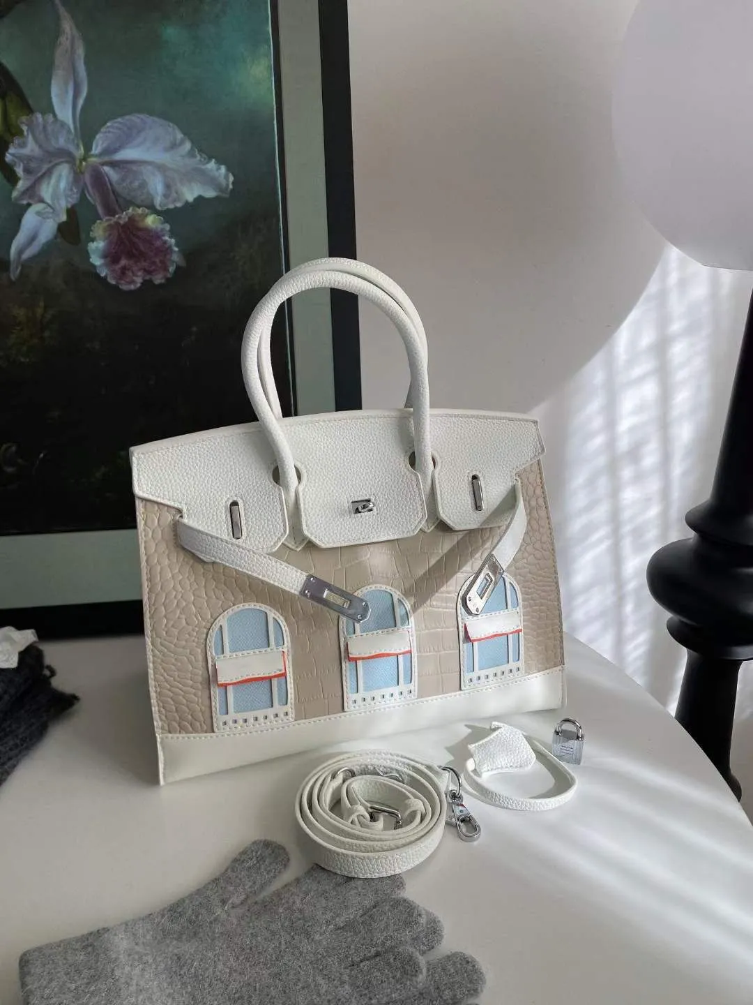 BIRKIN SELLIER FAUBOURG HOUSE NIGHT PALLADIUM HARDWARE HANDBAG