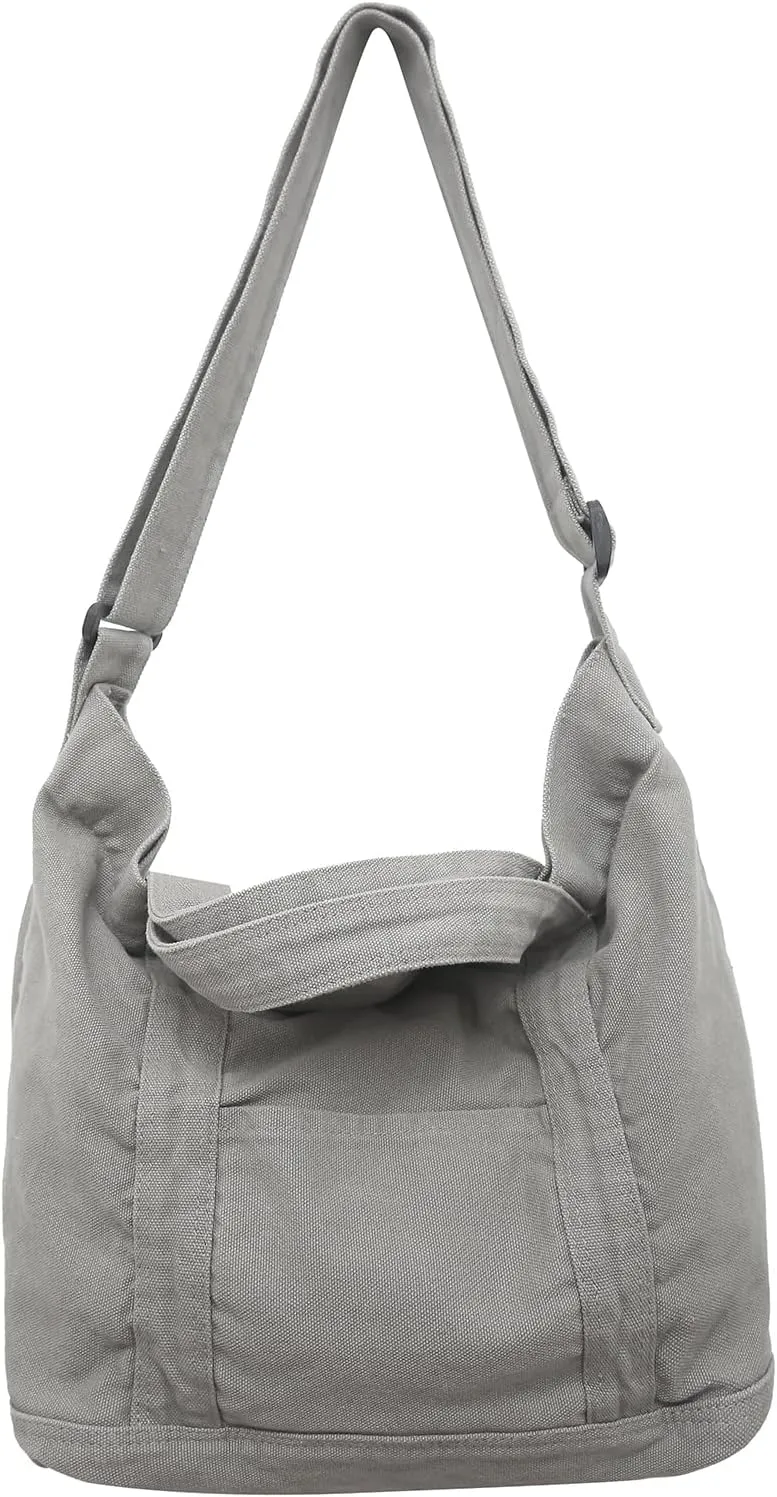Canvas Tote Bag for Women with Pockets Cute Small Crossbody Bag Purses Handbag for Work Beach Tote Bag