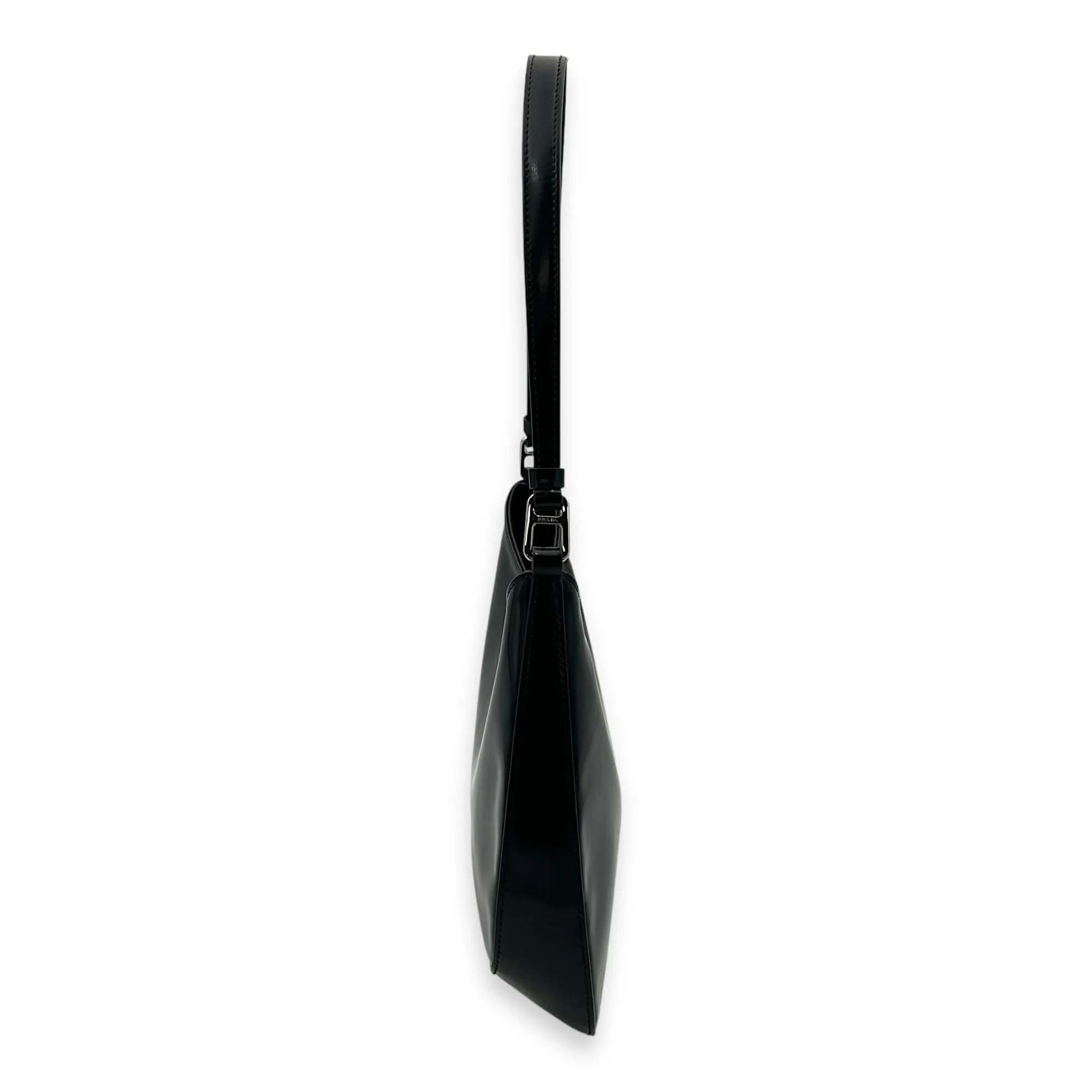 Cleo Shoulder Bag Black in Calfskin, Silver hardware