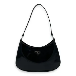 Cleo Shoulder Bag Black in Calfskin, Silver hardware