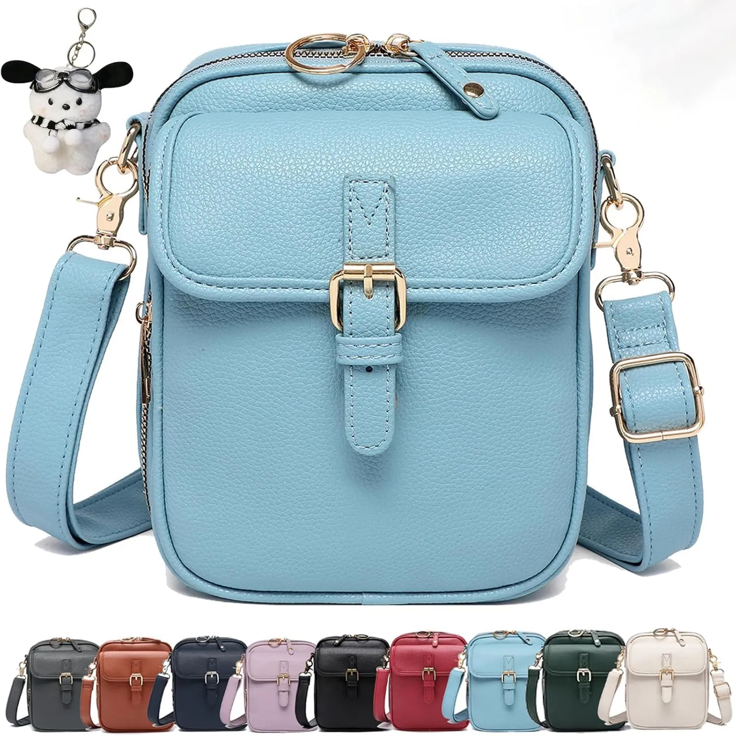 collaboraten1 Crossbody Leather Bag, Large Capacity with 10 Card Slots, Women's Anti-Theft Vintage Shoulder Messenger Bag