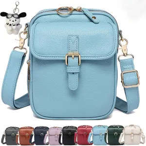 collaboraten1 Crossbody Leather Bag, Large Capacity with 10 Card Slots, Women's Anti-Theft Vintage Shoulder Messenger Bag