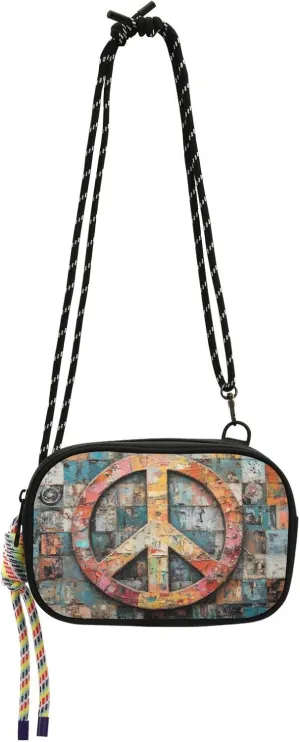 Crossbody Bags Colored Peace Sign print, Fabric Mini Phone Purse for Women Men with Removeable Strap for Travel Hiking