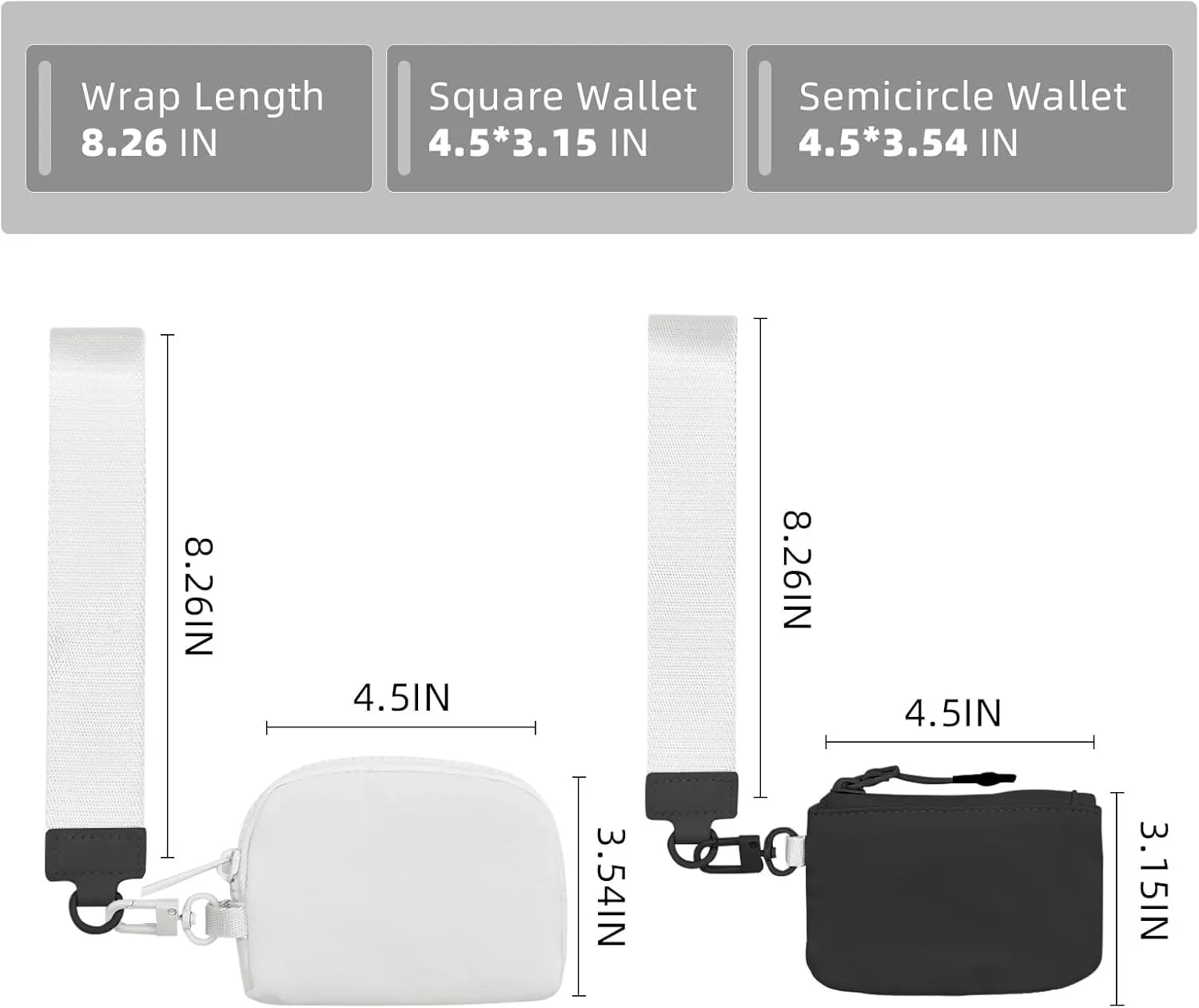 Dual Pouch Wristlet Wallet for Women Portable Mini Zip Around Keychain Wallet Clutch Detachable Coin Purse