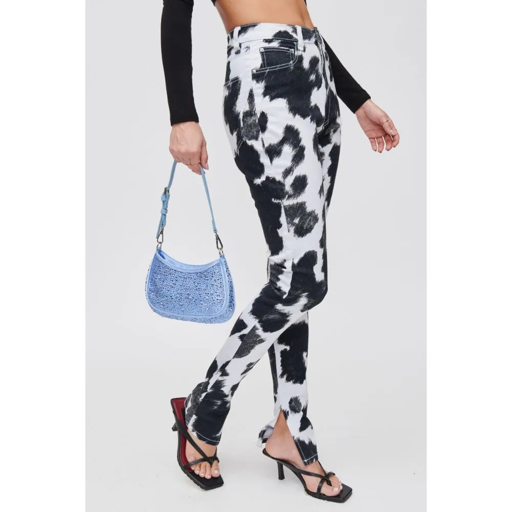 Fantasia Cleo Crystal Shoulder Satin Mini Bag - Ice Blue