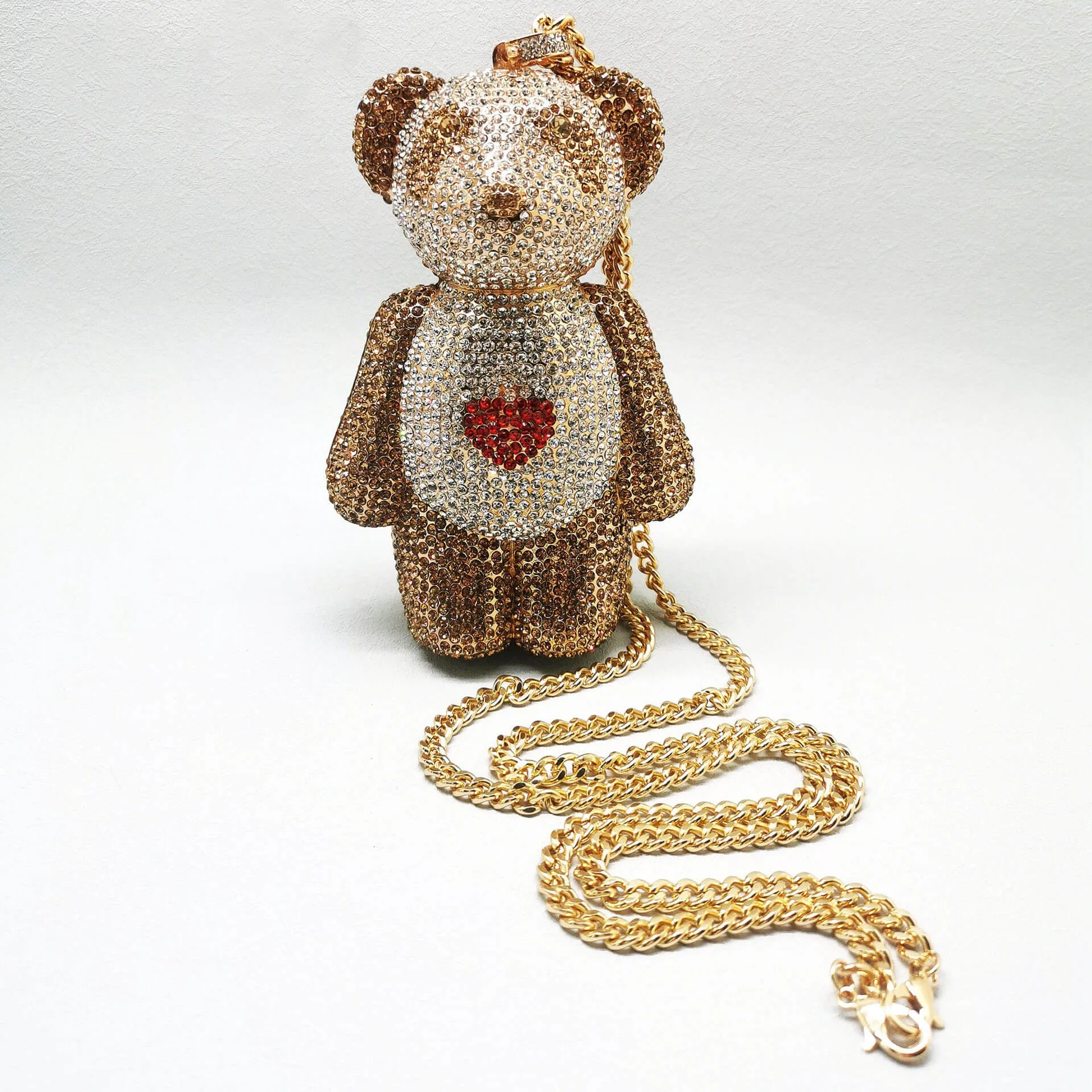 Full Diamond Love Bear Clutch Evening Purse