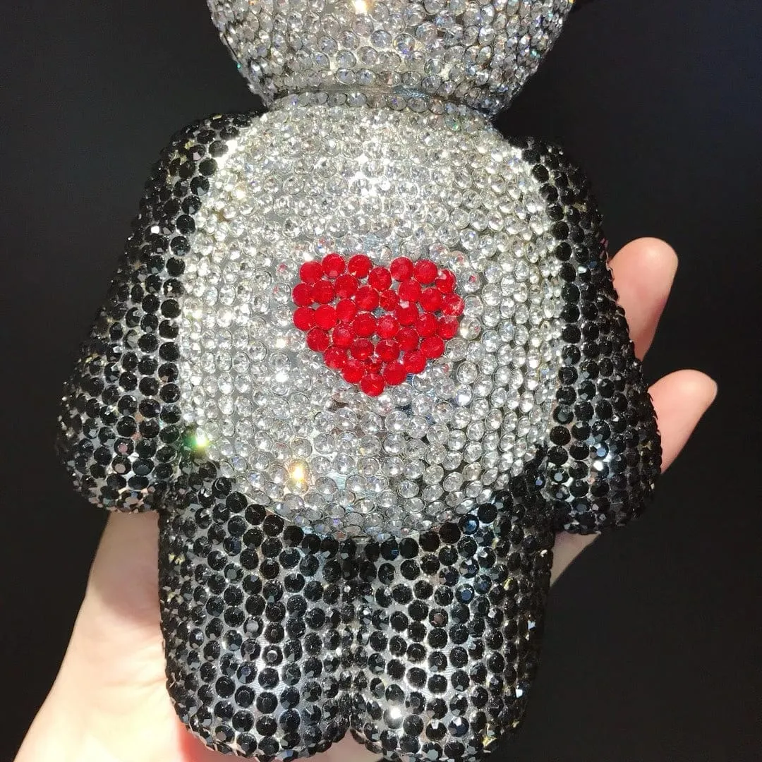 Full Diamond Love Bear Clutch Evening Purse