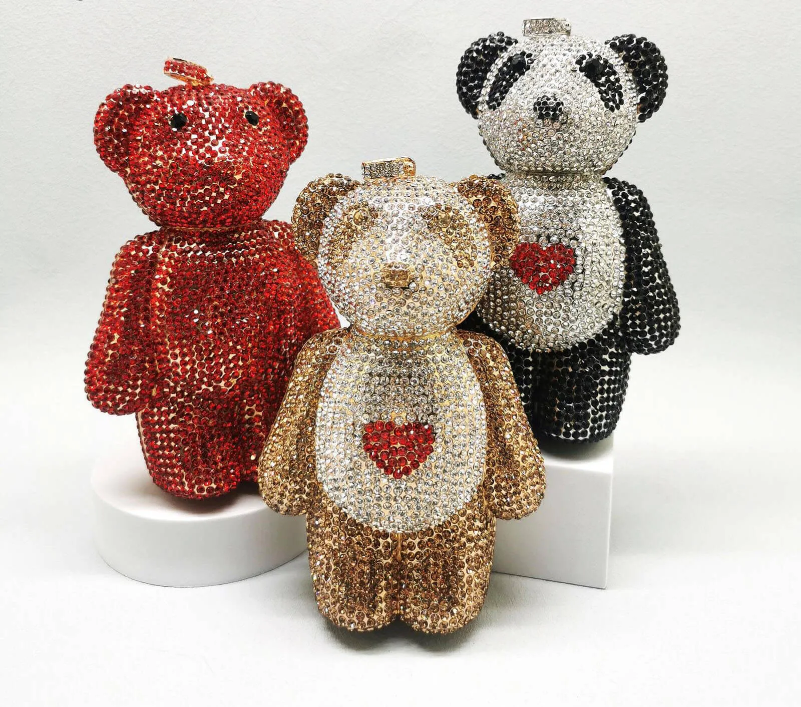 Full Diamond Love Bear Clutch Evening Purse