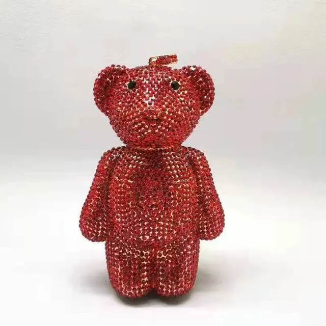 Full Diamond Love Bear Clutch Evening Purse