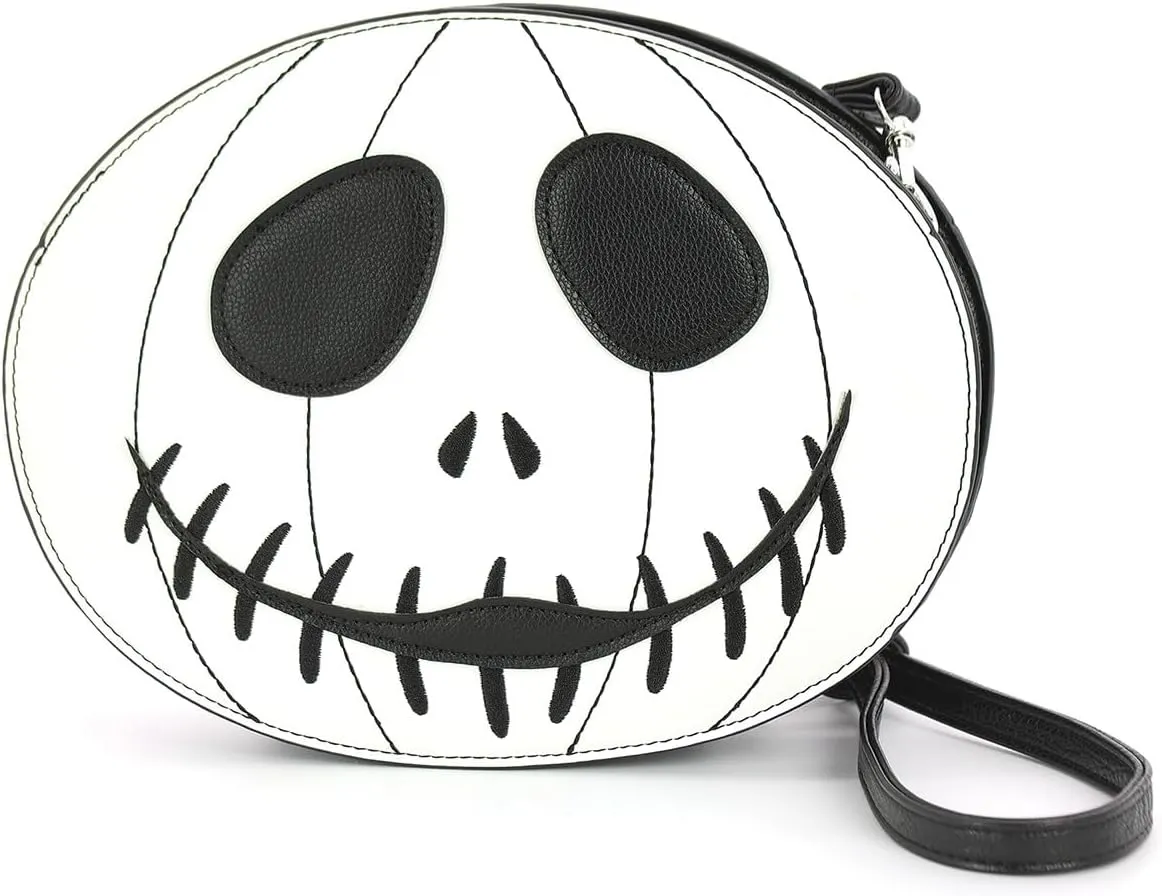 Glow in the Dark White Double Sided Jack-O-Lantern Crossbody Bag for Women