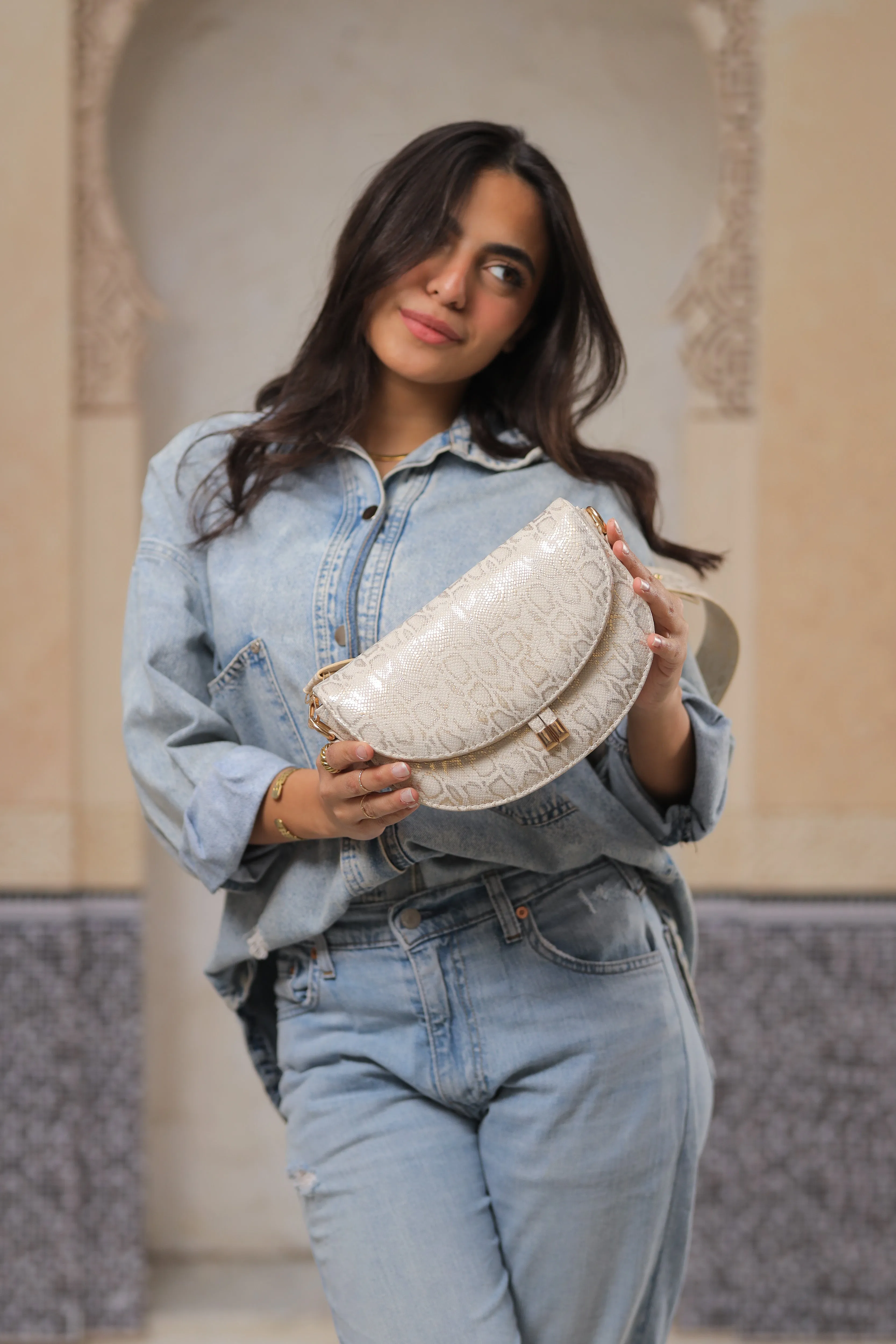 Golden Pearl Satchel Bag