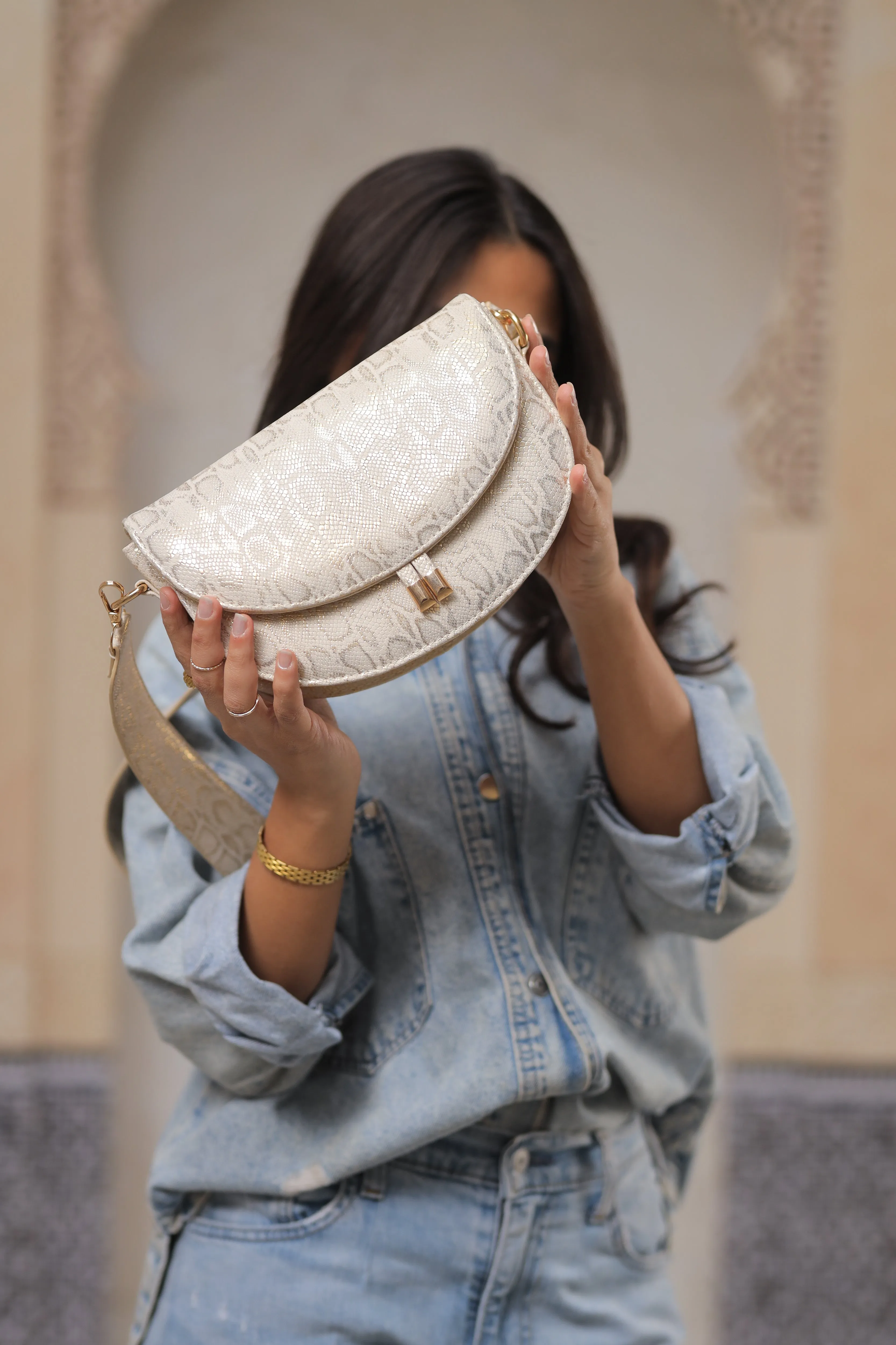 Golden Pearl Satchel Bag