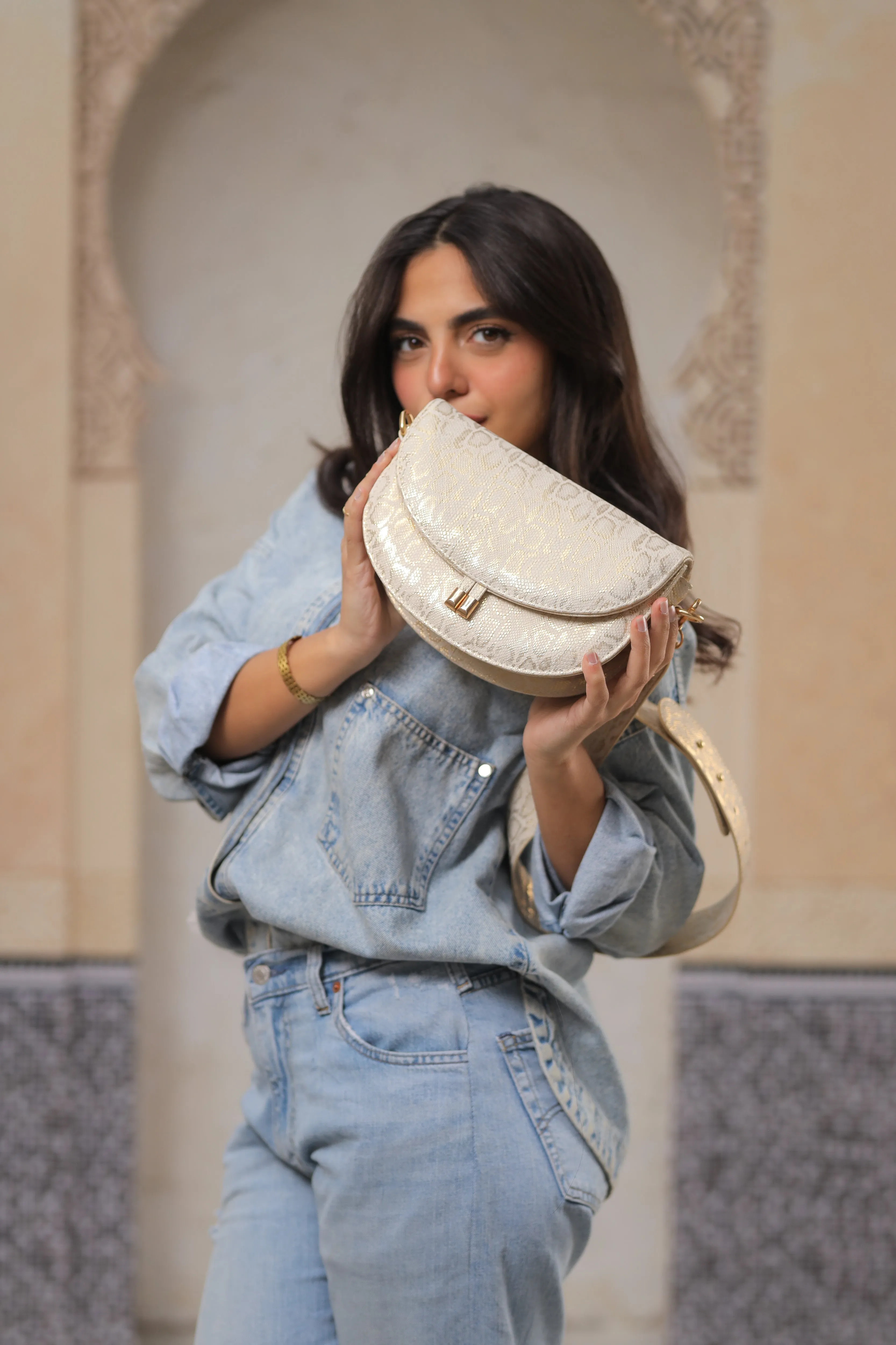 Golden Pearl Satchel Bag