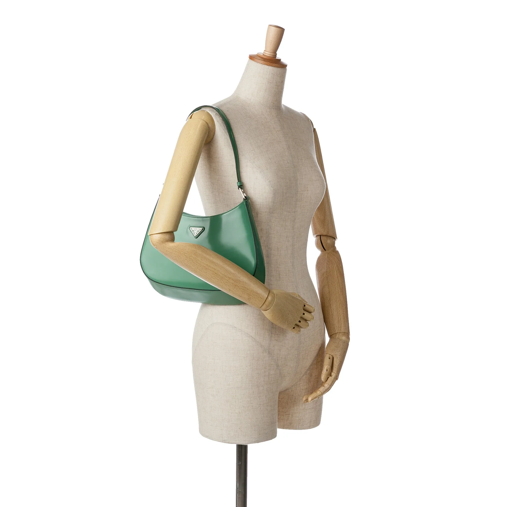 Green Prada Spazzolato Cleo Shoulder Bag