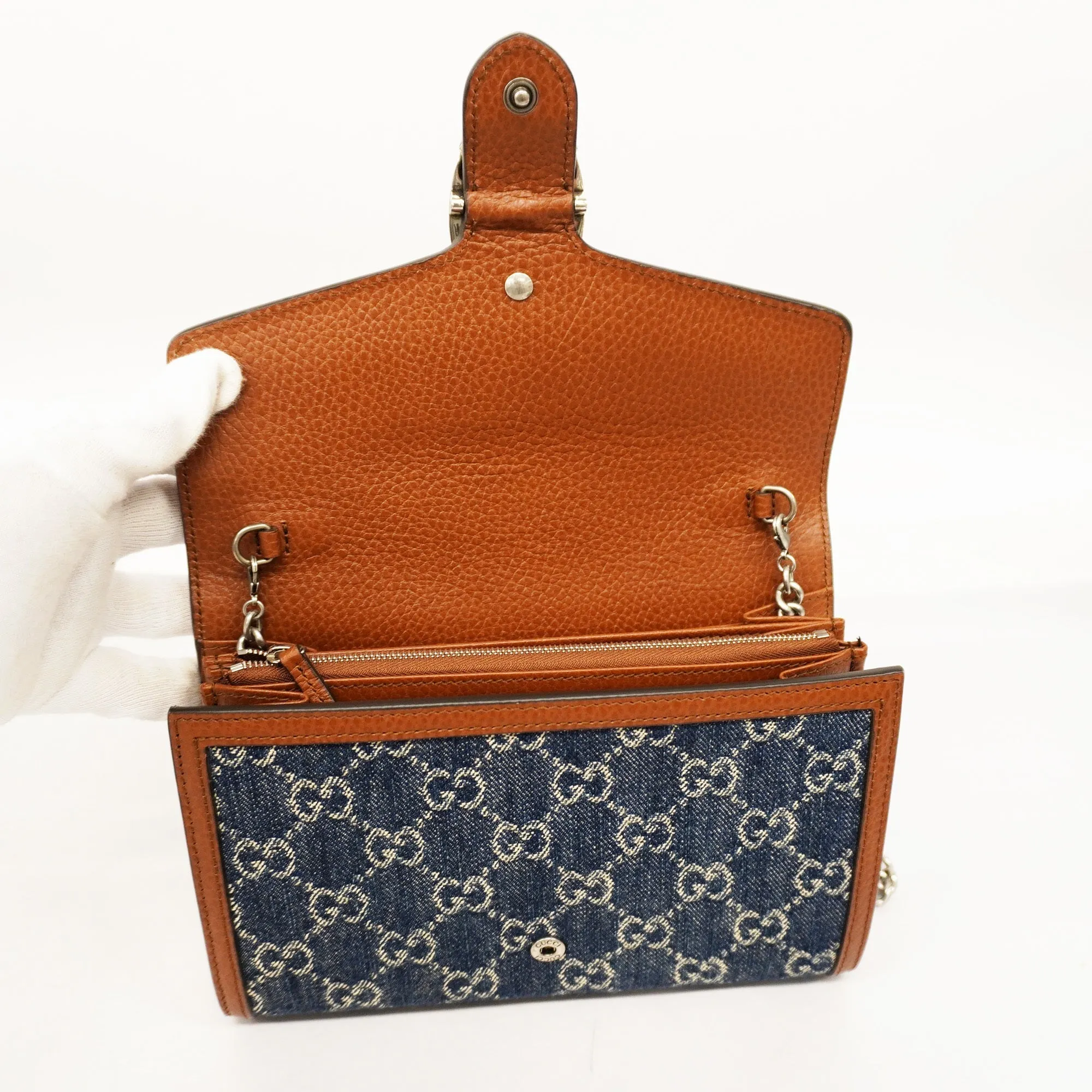 GUCCI  Chain Wallet Dionysus GG Denim 401231 Blue,Brown