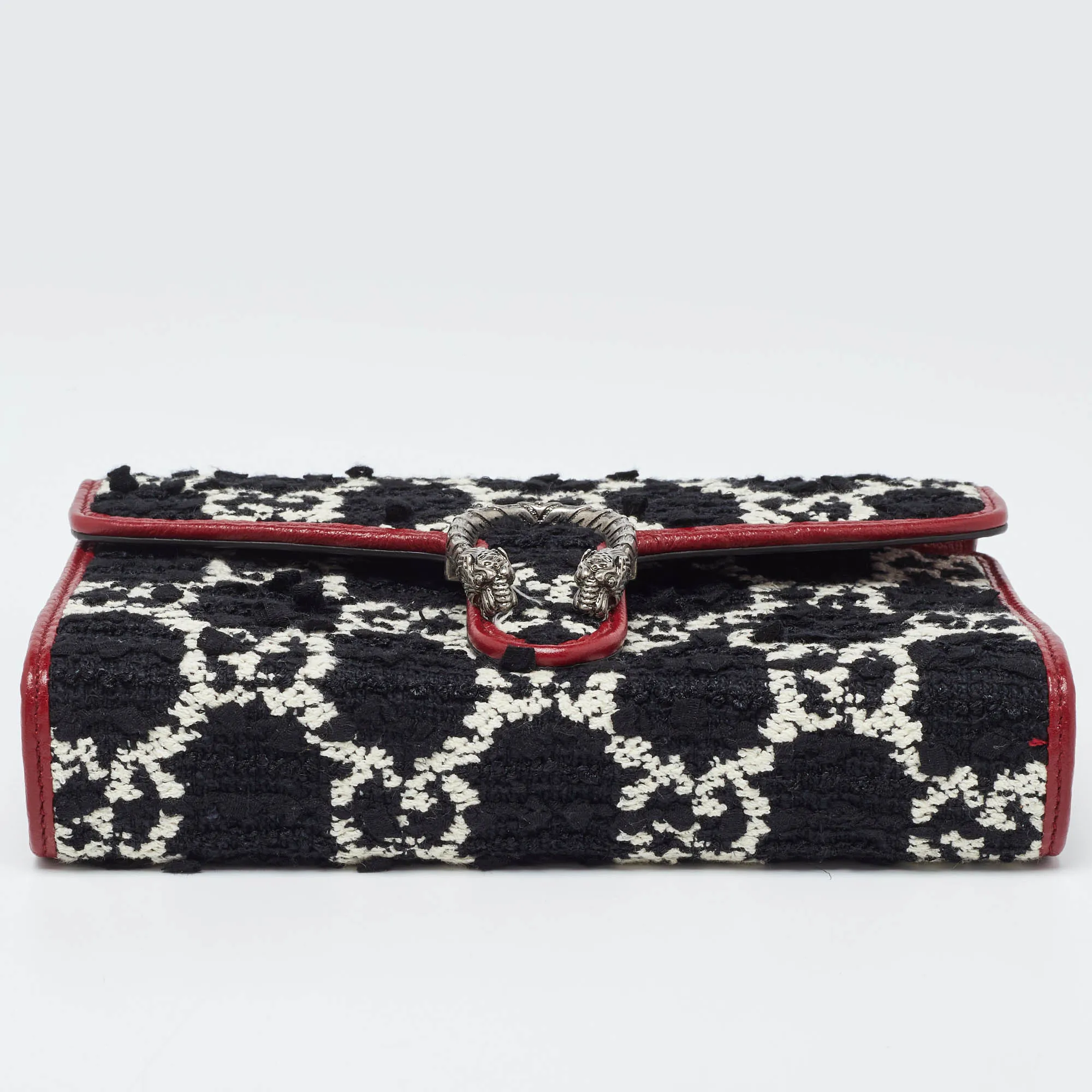 Gucci Tri Color Gg Tweed And Leather Dionysus Wallet On Chain