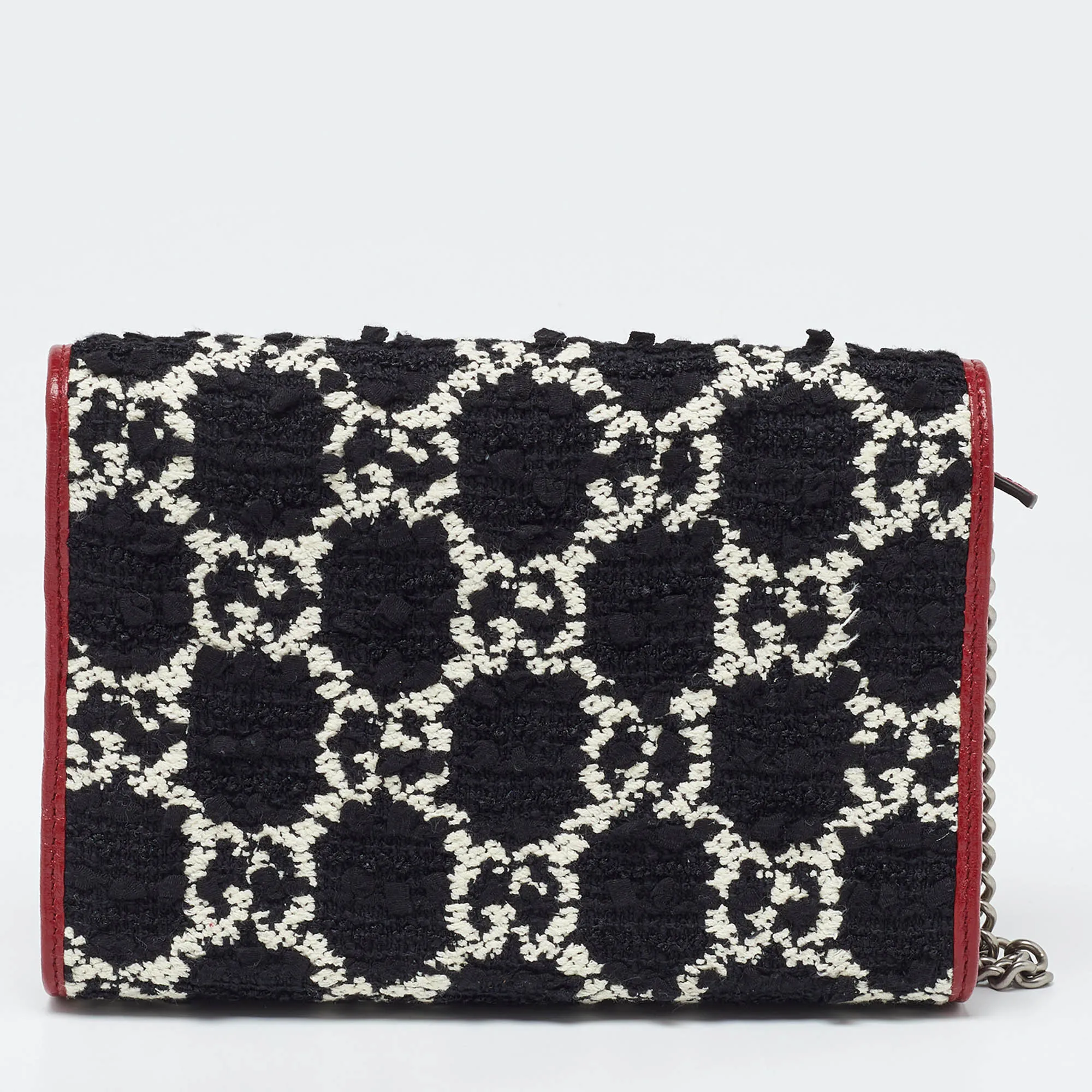 Gucci Tri Color Gg Tweed And Leather Dionysus Wallet On Chain