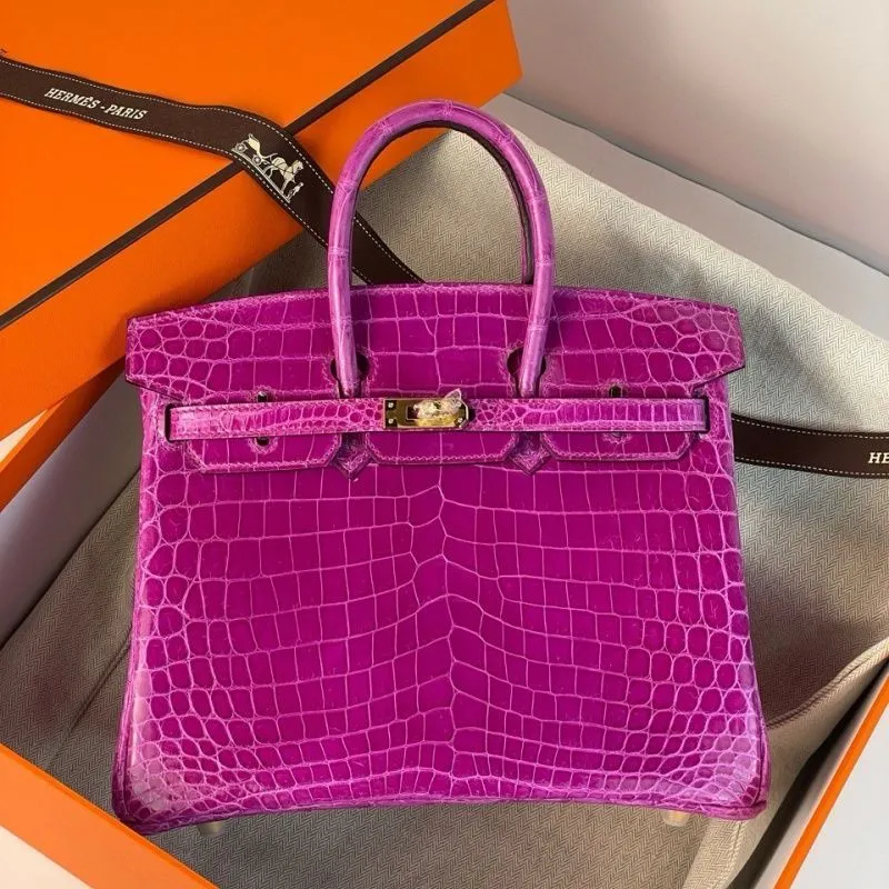 H Birkin Rose Scheherazade Shiny Crocodile Niloticus 25CM