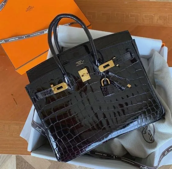 H Birkin Rose Scheherazade Shiny Crocodile Niloticus 25CM