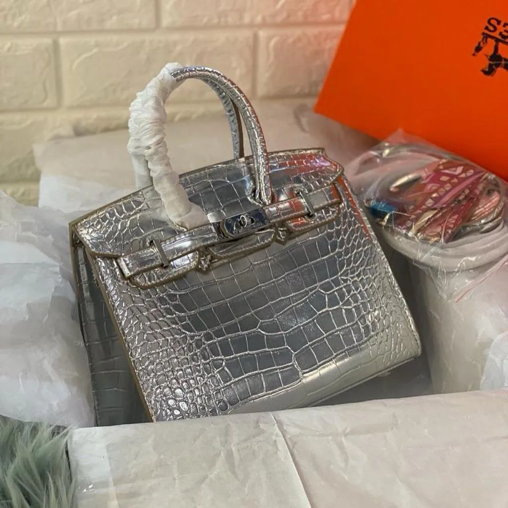 H Birkin Rose Scheherazade Shiny Crocodile Niloticus 25CM