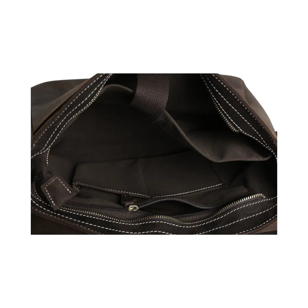 Handmade Leather Laptop Messenger Bag - Dark Brown