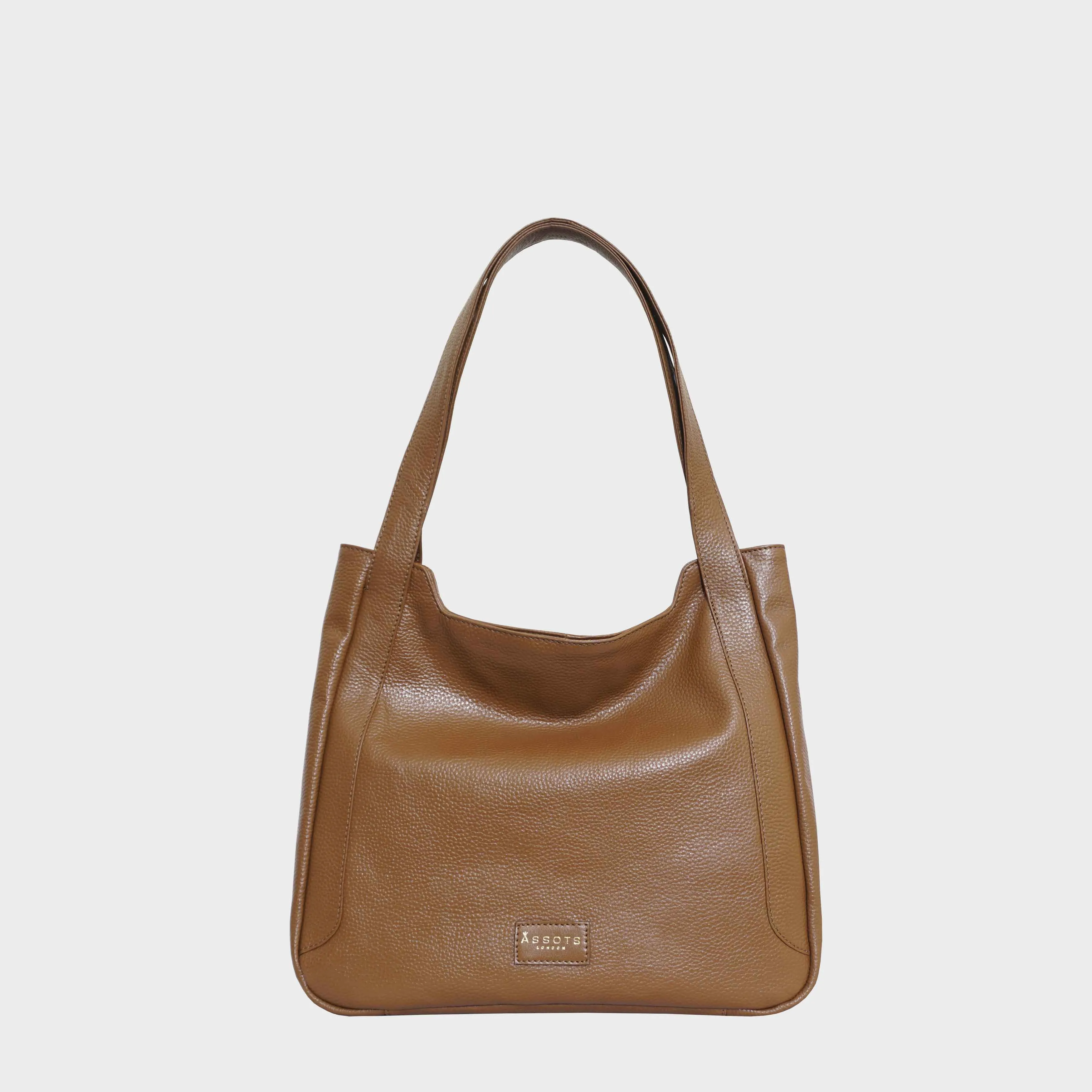 'Harriet' Tan Pebble Grain Real Leather Slouchy Hobo Bag