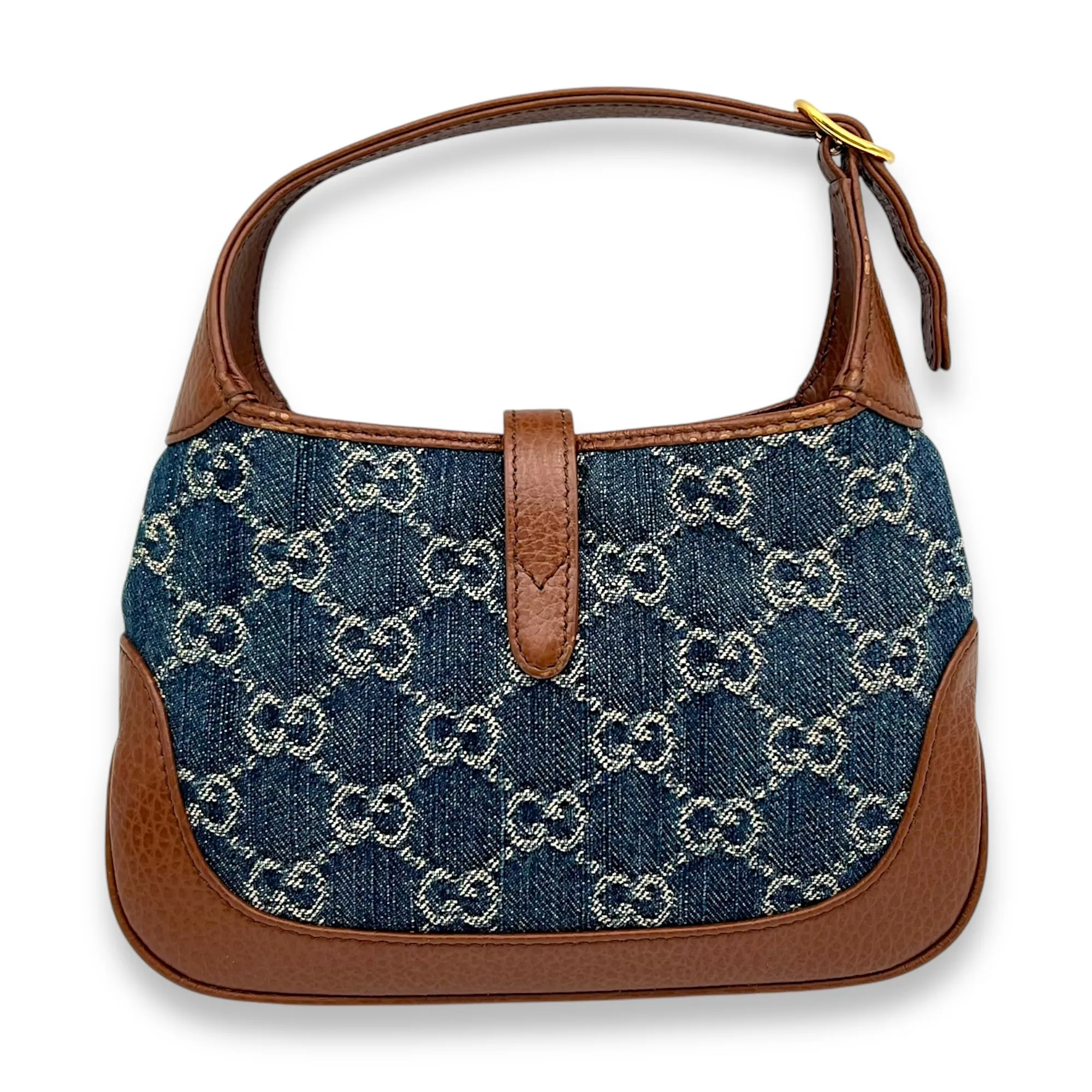 Jackie 1961 Top Handle Bag Blue in Denim, Gold hardware
