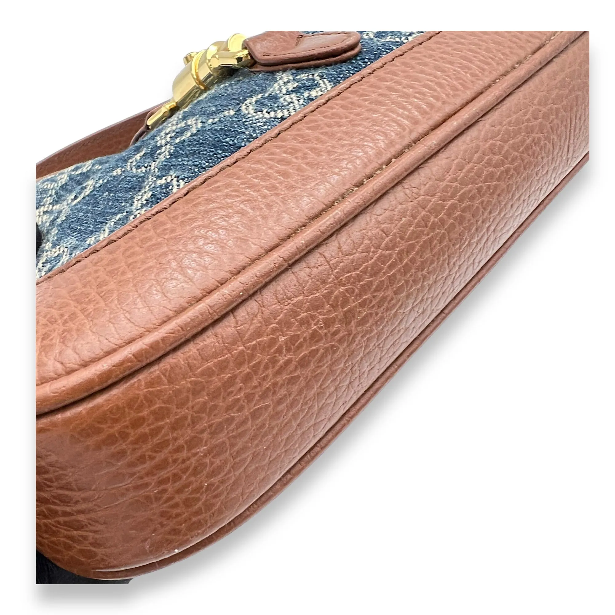 Jackie 1961 Top Handle Bag Blue in Denim, Gold hardware