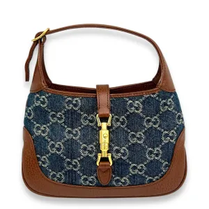 Jackie 1961 Top Handle Bag Blue in Denim, Gold hardware