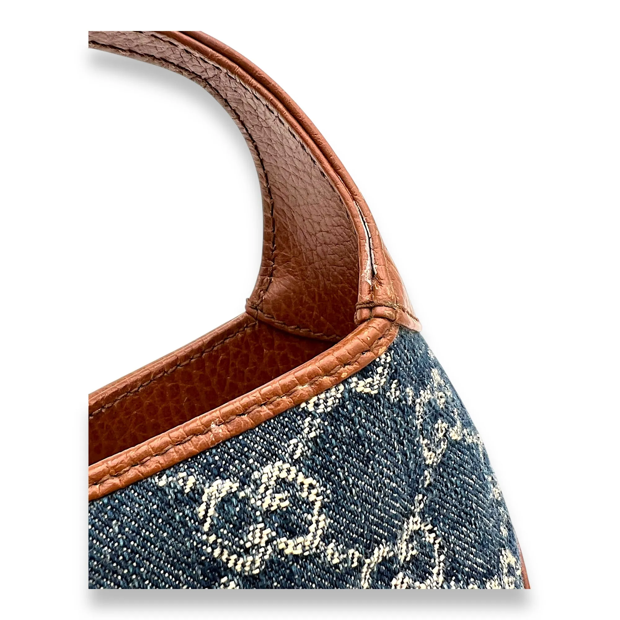 Jackie 1961 Top Handle Bag Blue in Denim, Gold hardware