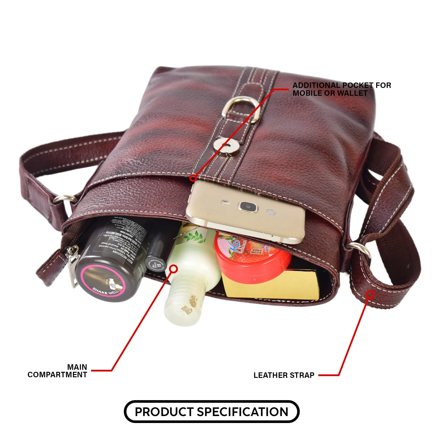LEATHER SLING BAG 998908 (BROWN)