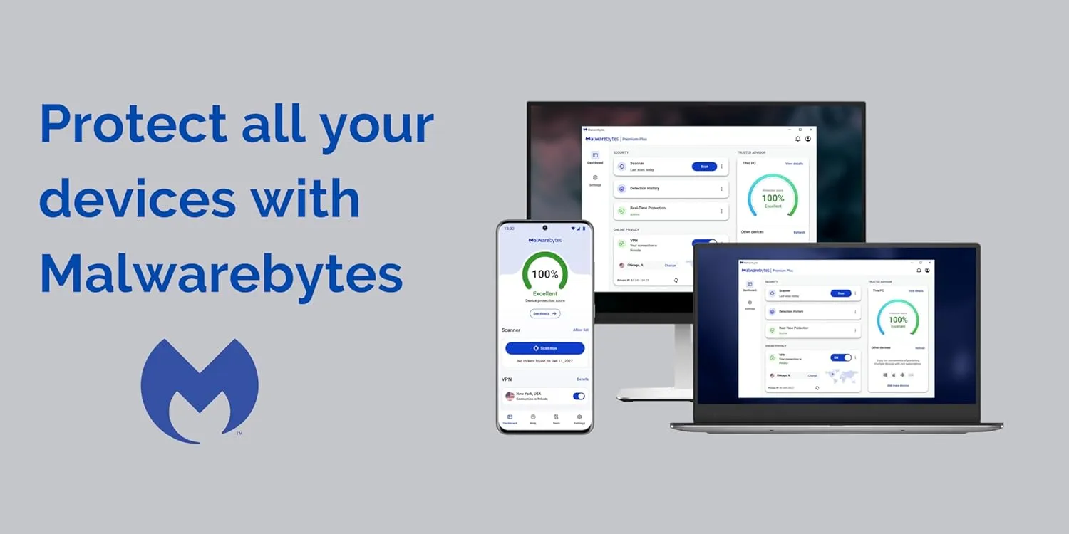 Malwarebytes Premium   Privacy VPN bundle | 1 Year, 4 Devices | Windows, Mac OS, Android, Apple iOS, Chrome [Online Code]