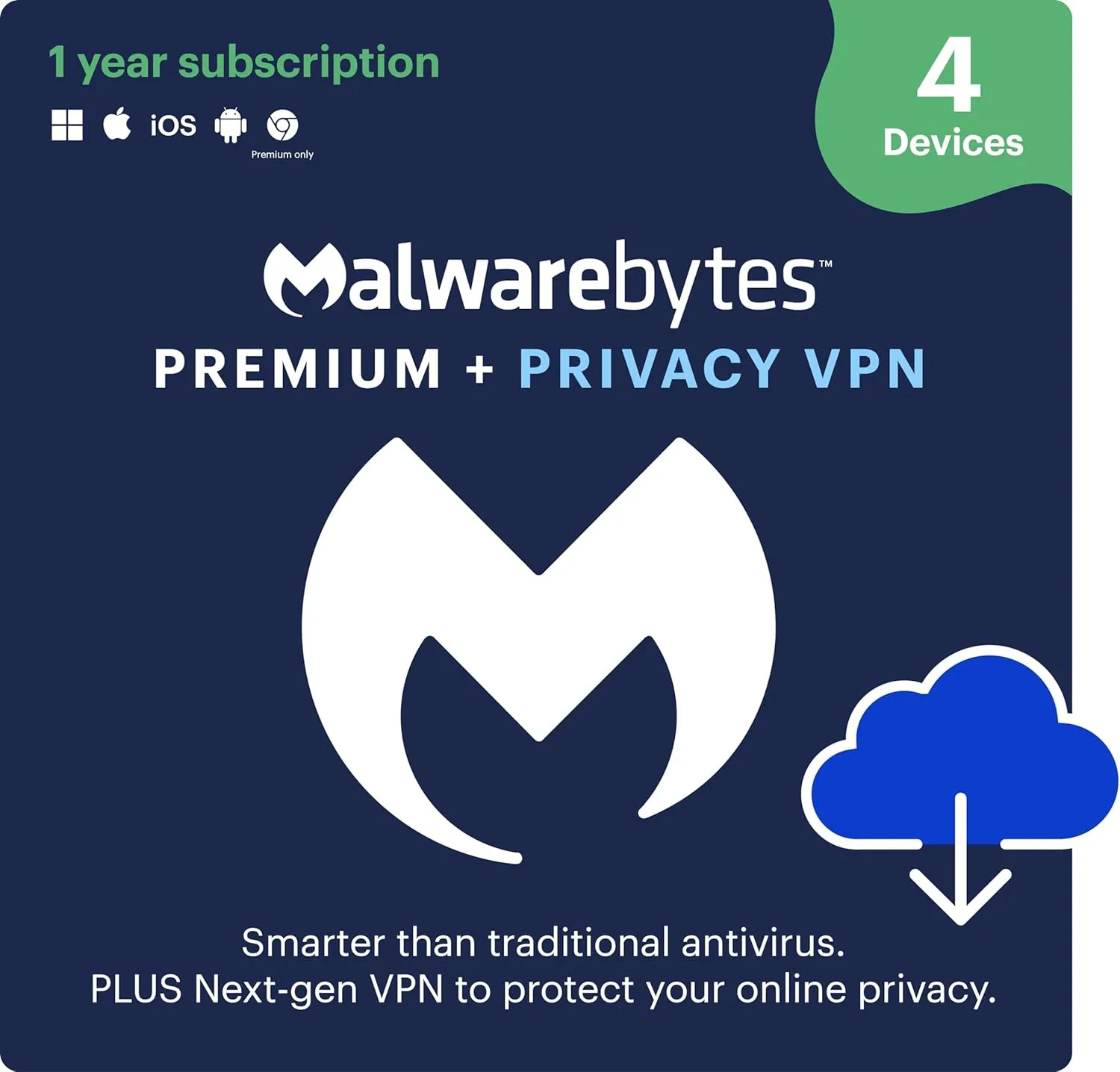 Malwarebytes Premium   Privacy VPN bundle | 1 Year, 4 Devices | Windows, Mac OS, Android, Apple iOS, Chrome [Online Code]