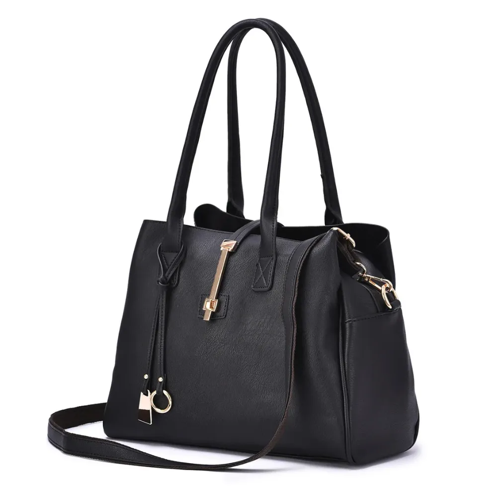 Mellow World Jasmine Structured 3-Compartment Black Satchel