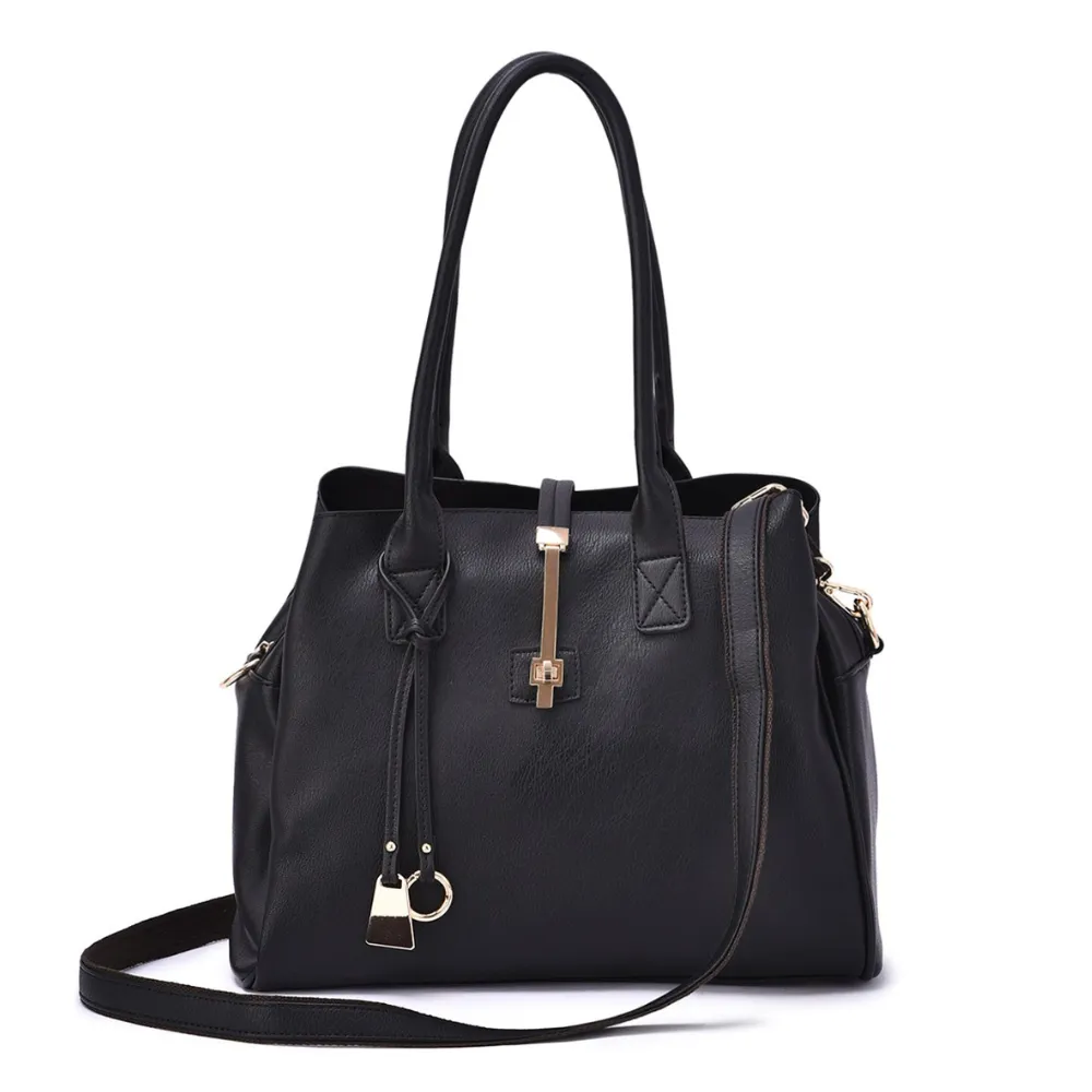 Mellow World Jasmine Structured 3-Compartment Black Satchel