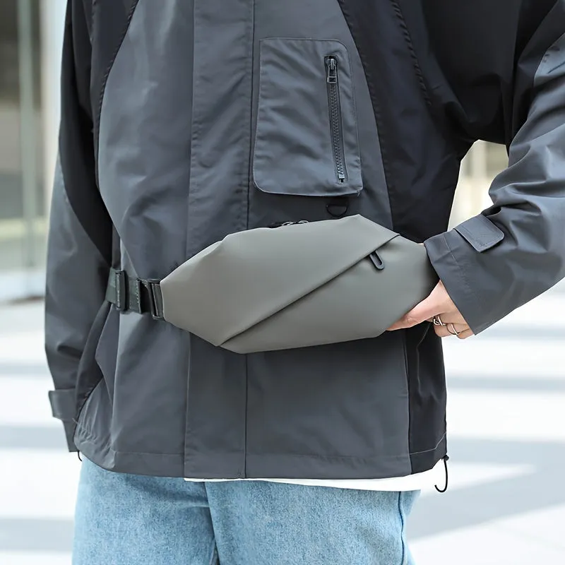 Men's Crossbody Bags Chest Bag Casual PU Leather Zipper Sling Bag